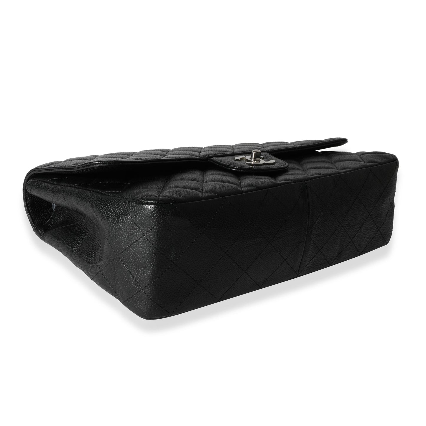 Black Quilted Caviar Jumbo Classic Single Flap Handbag