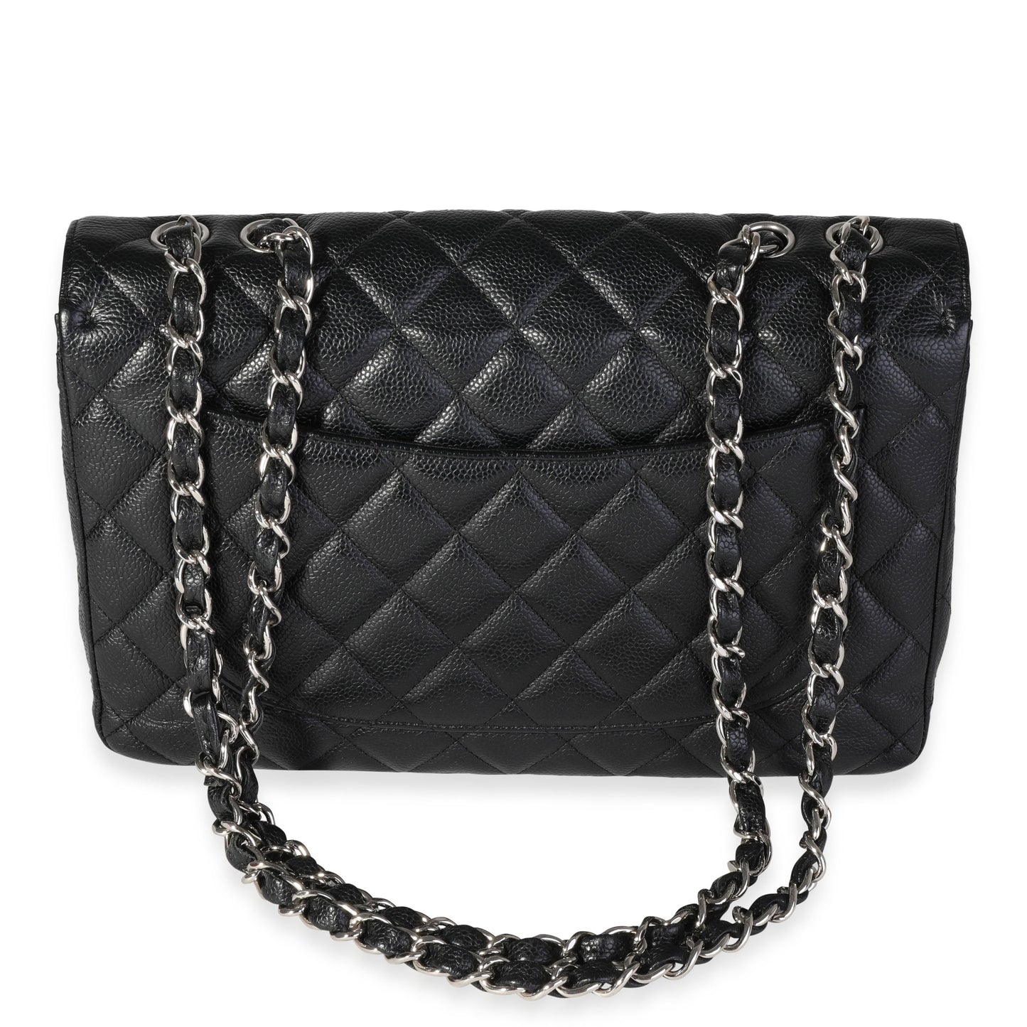 Black Quilted Caviar Jumbo Classic Single Flap Handbag