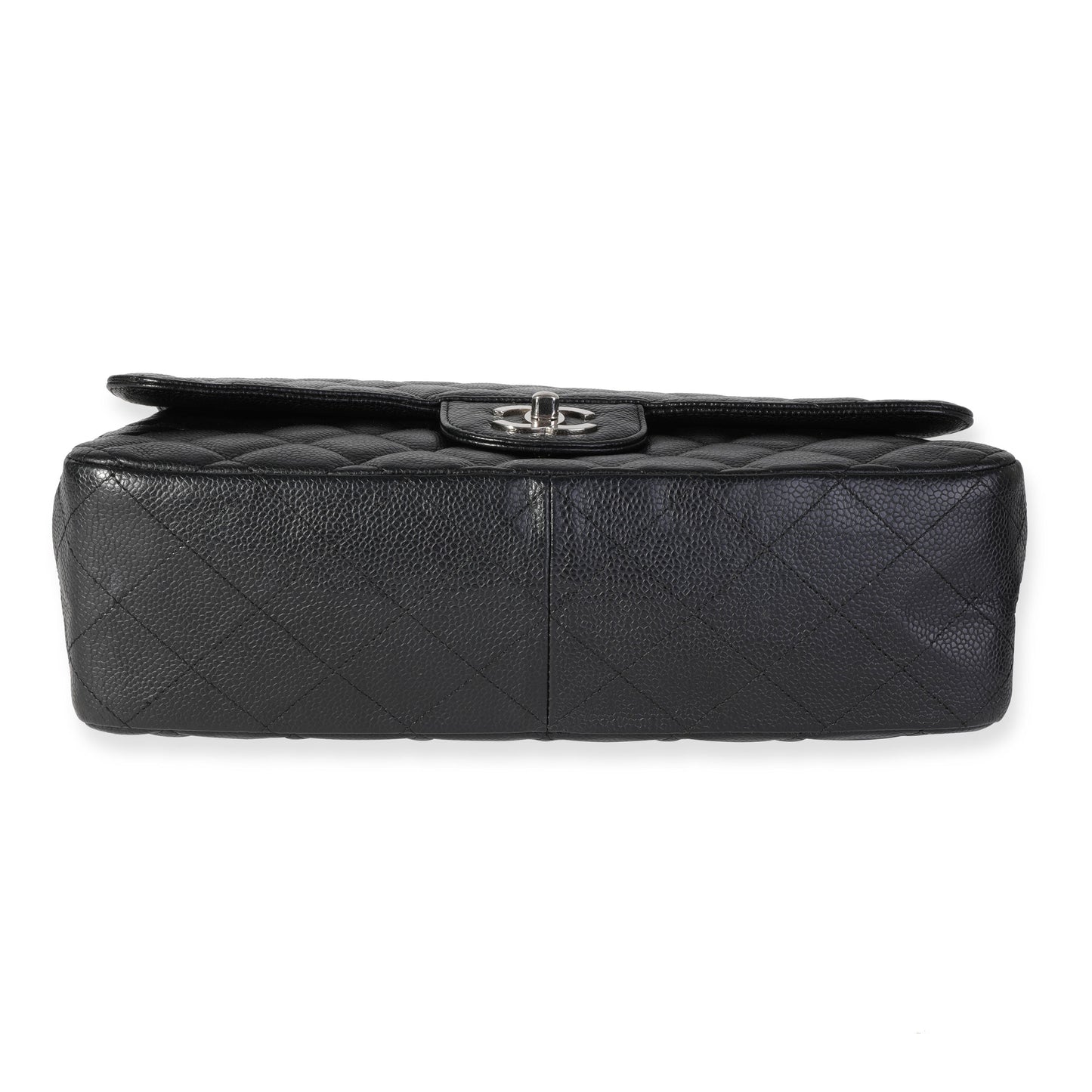 Black Quilted Caviar Jumbo Classic Single Flap Handbag