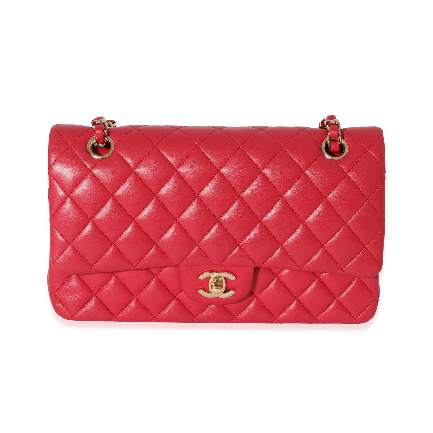 Dark Pink Quilted Lambskin Medium Classic Double Flap Bag