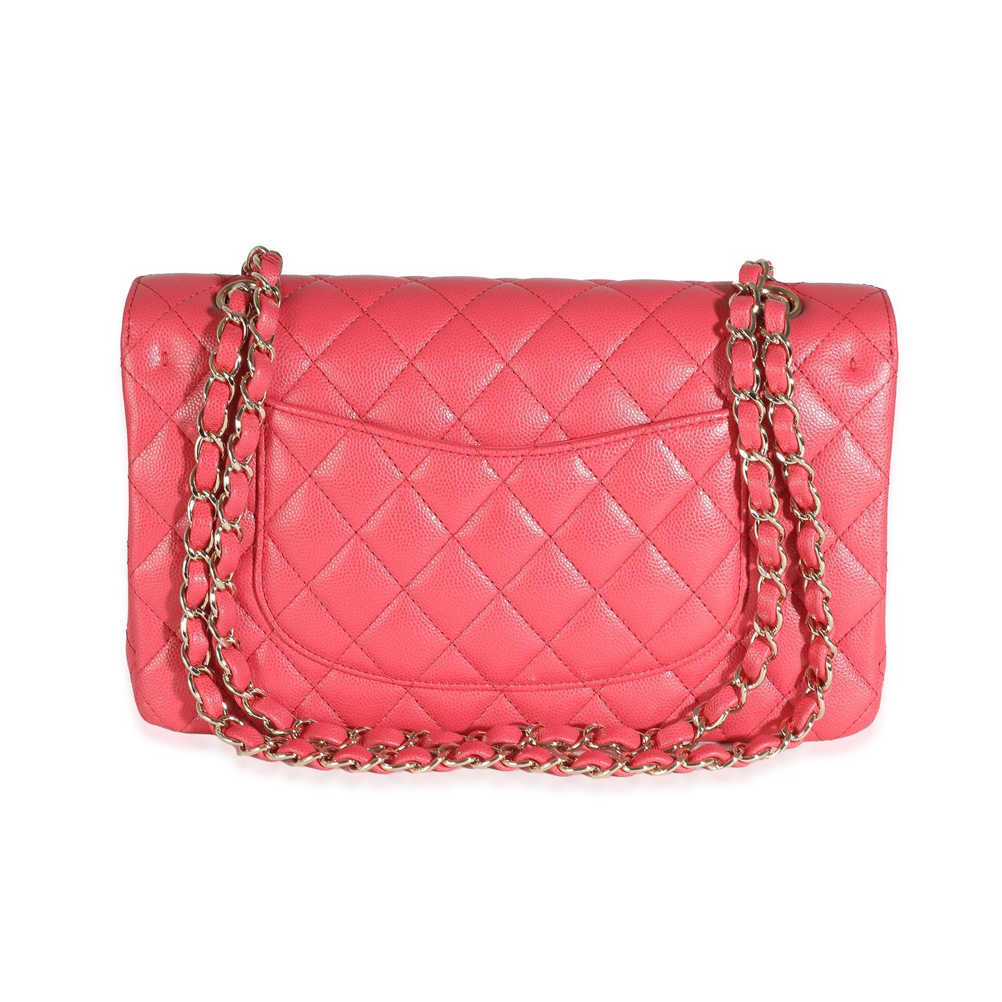 Dark Pink Quilted Caviar Medium Classic Double Flap Handbag