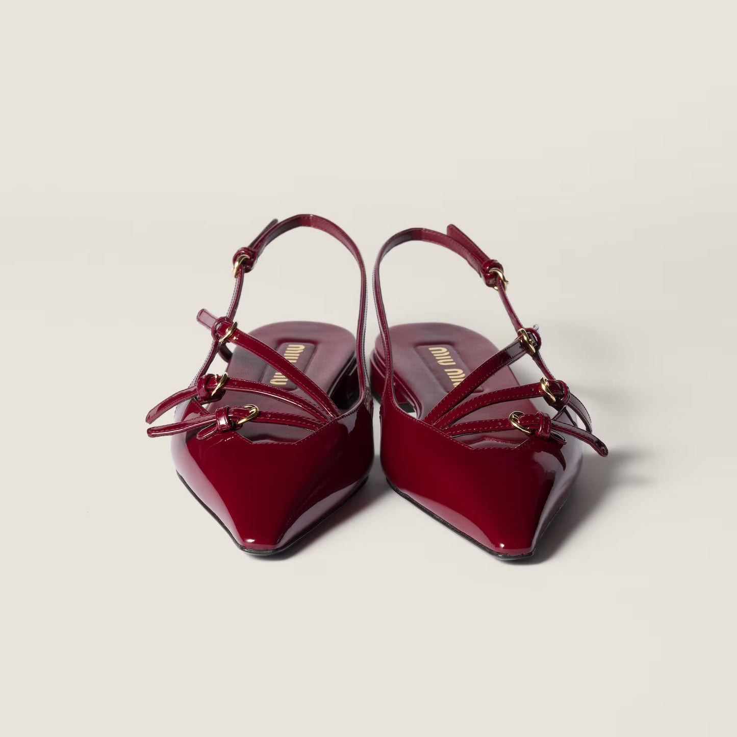 Leather Slingback Ballerinas With Buckles