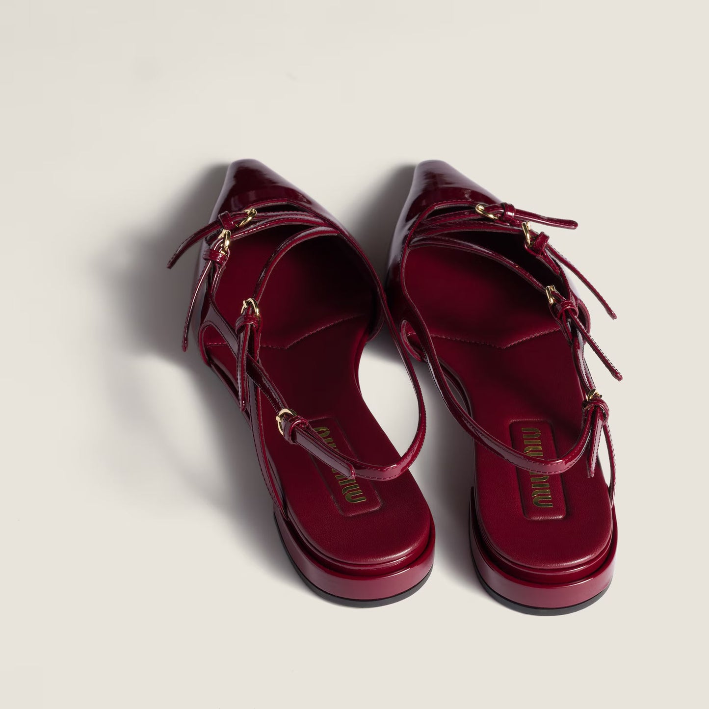 Leather Slingback Ballerinas With Buckles