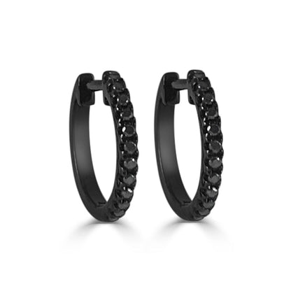 Pendientes Huggie de oro negro de 14 k y diamantes