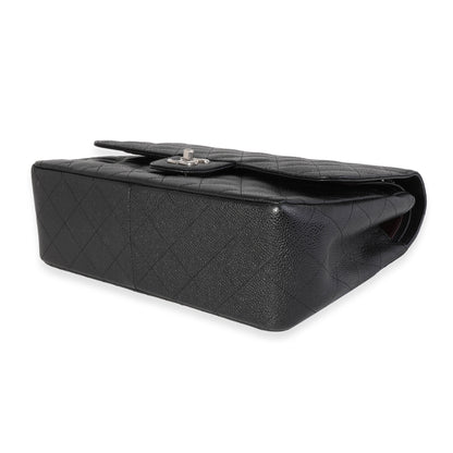 Black Quilted Caviar Jumbo Classic Double Flap Handbag