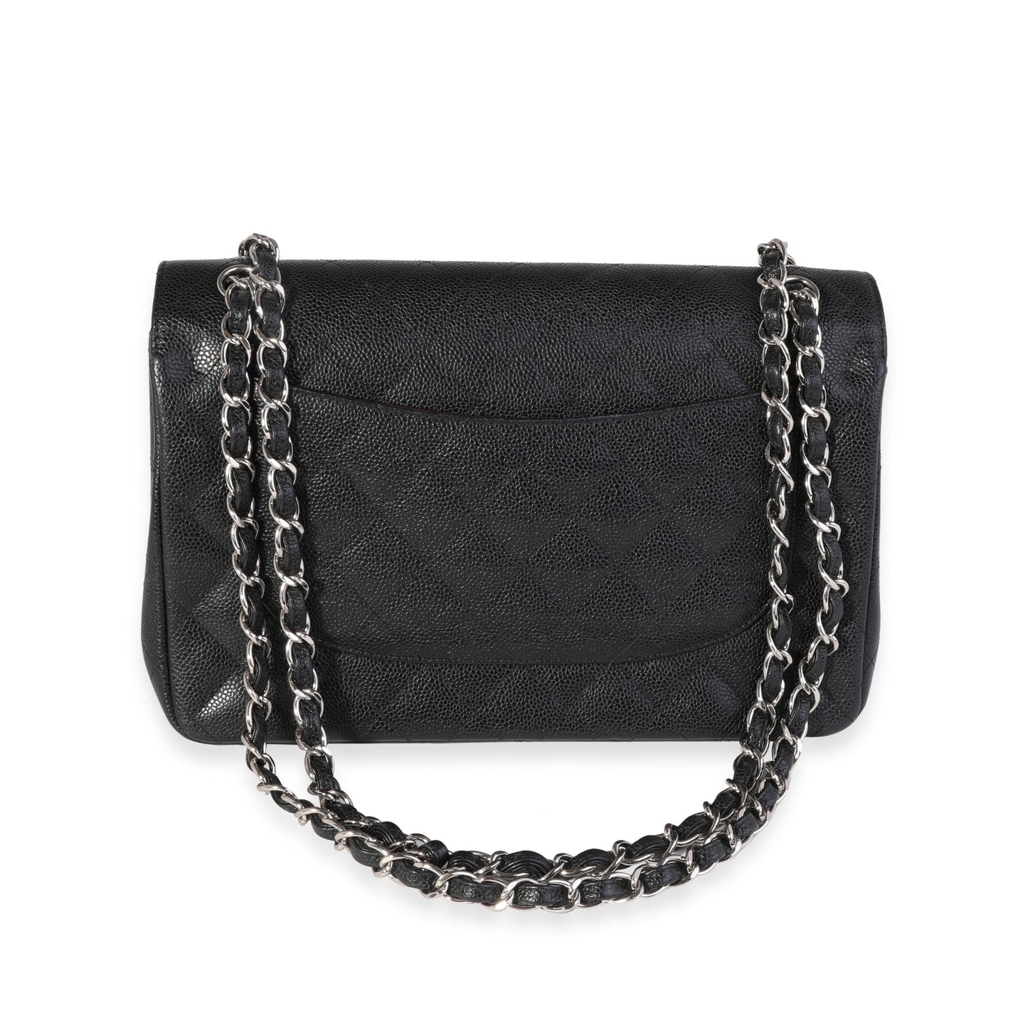 Black Quilted Caviar Jumbo Classic Double Flap Handbag