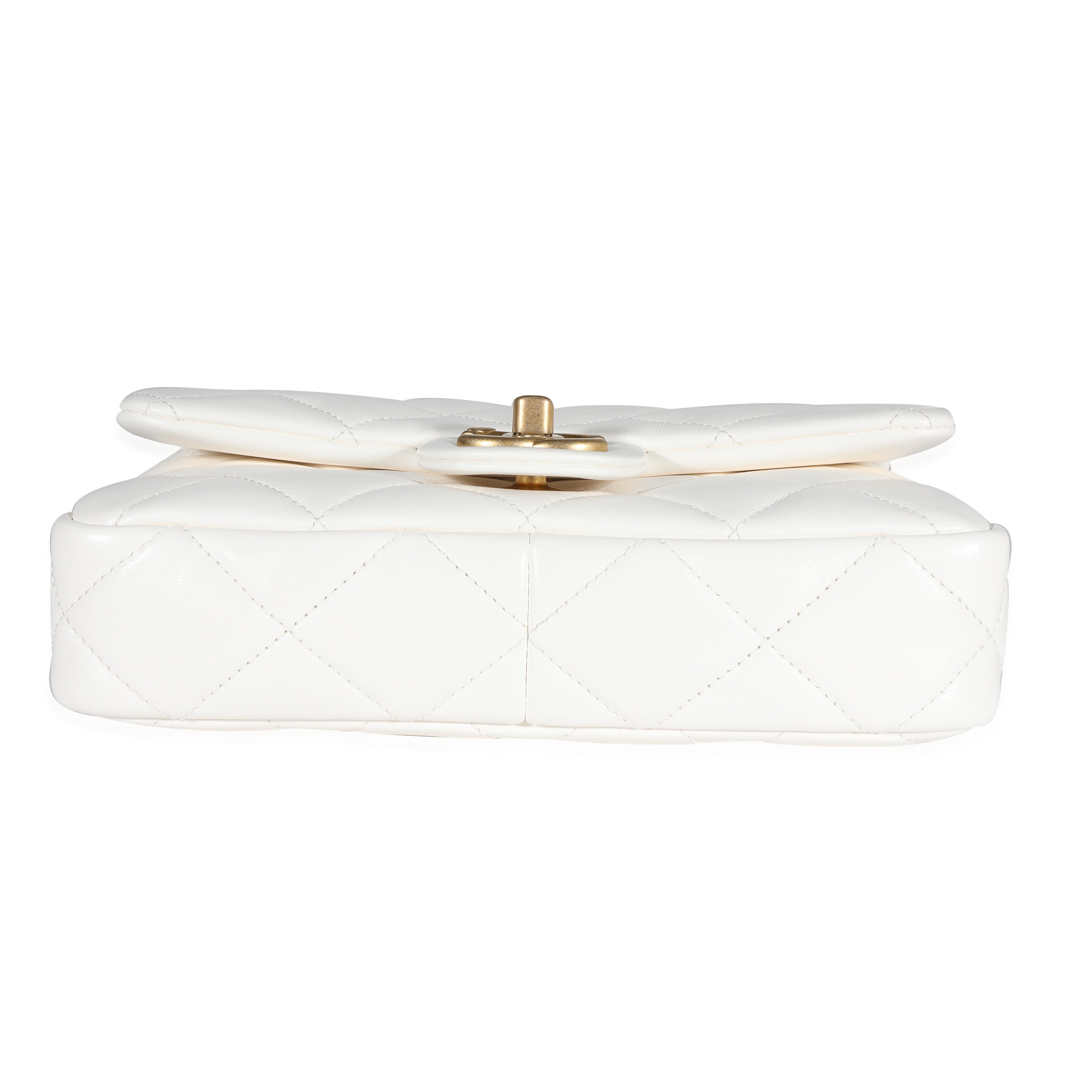 Chanel White Quilted Lambskin Small Funky Town Flap Bag Handbag stamp