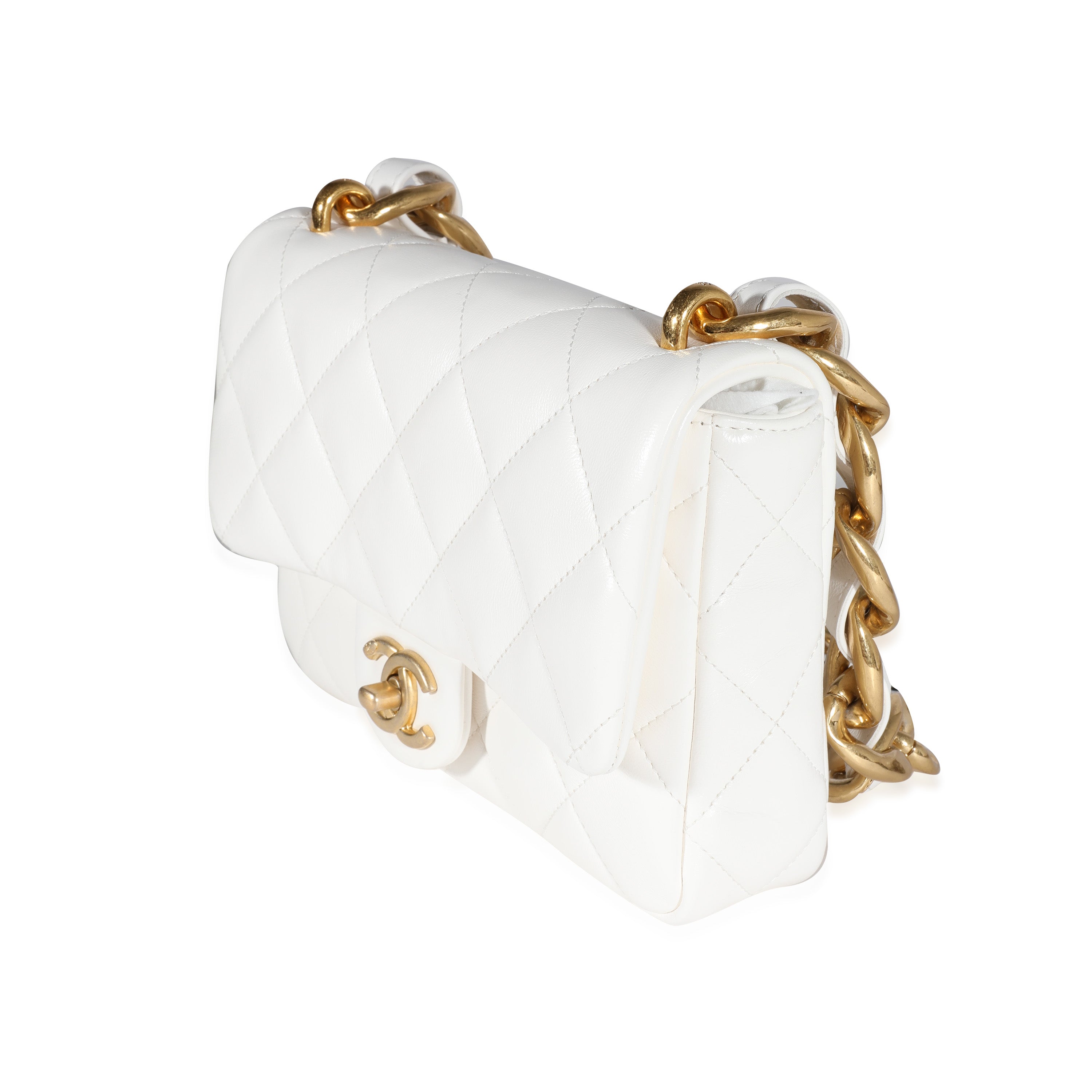 Chanel White Quilted Lambskin Small Funky Town Flap Bag Handbag sv