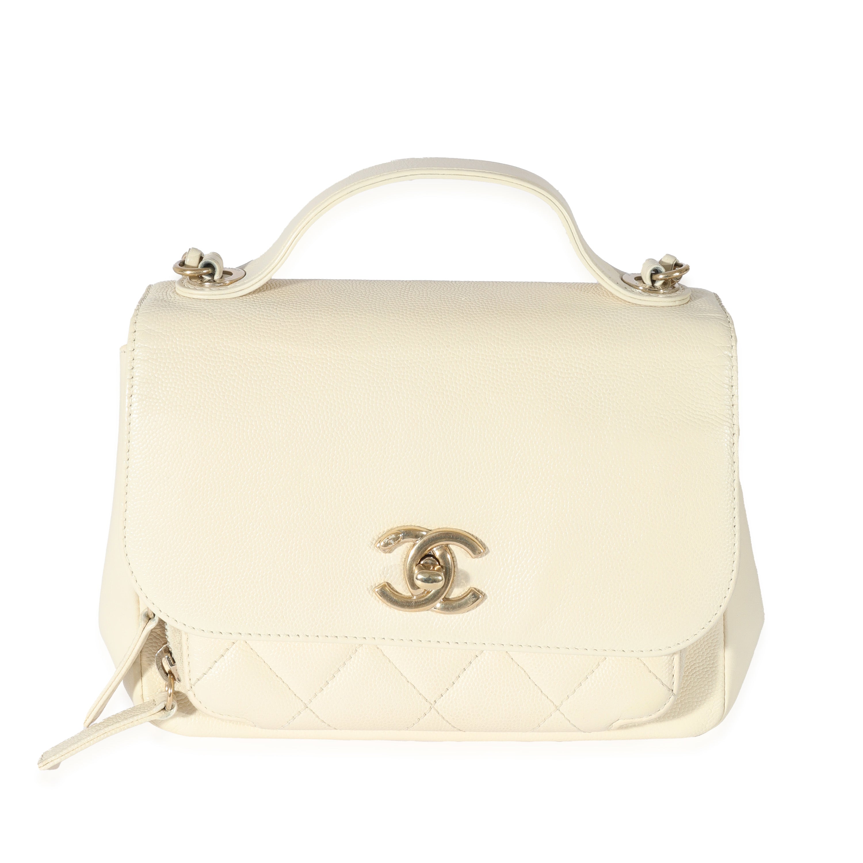 Chanel Cream Caviar Mini Business Affinity Flap Handbag fv
