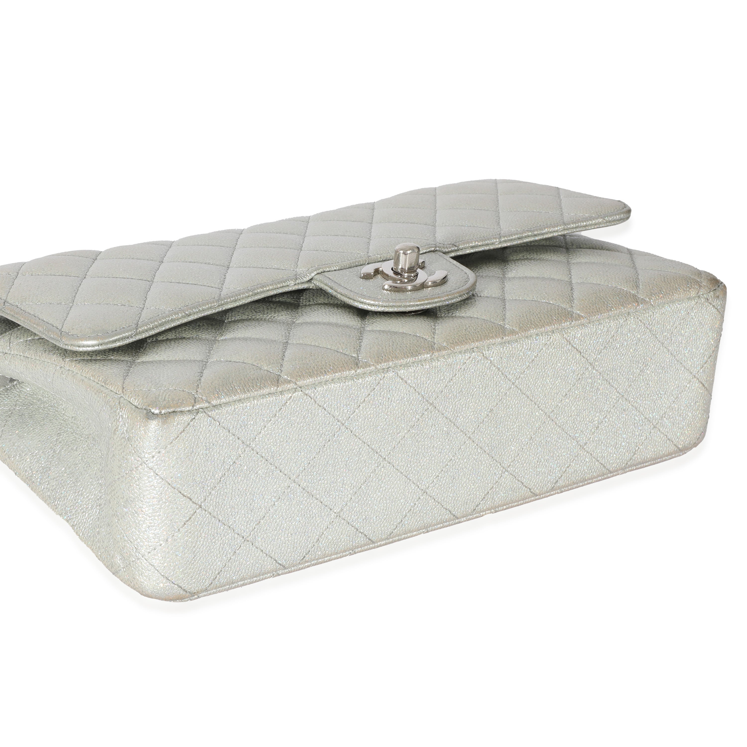 Chanel 21K Glitter Caviar Medium Classic Double Flap Handbag Handbag box