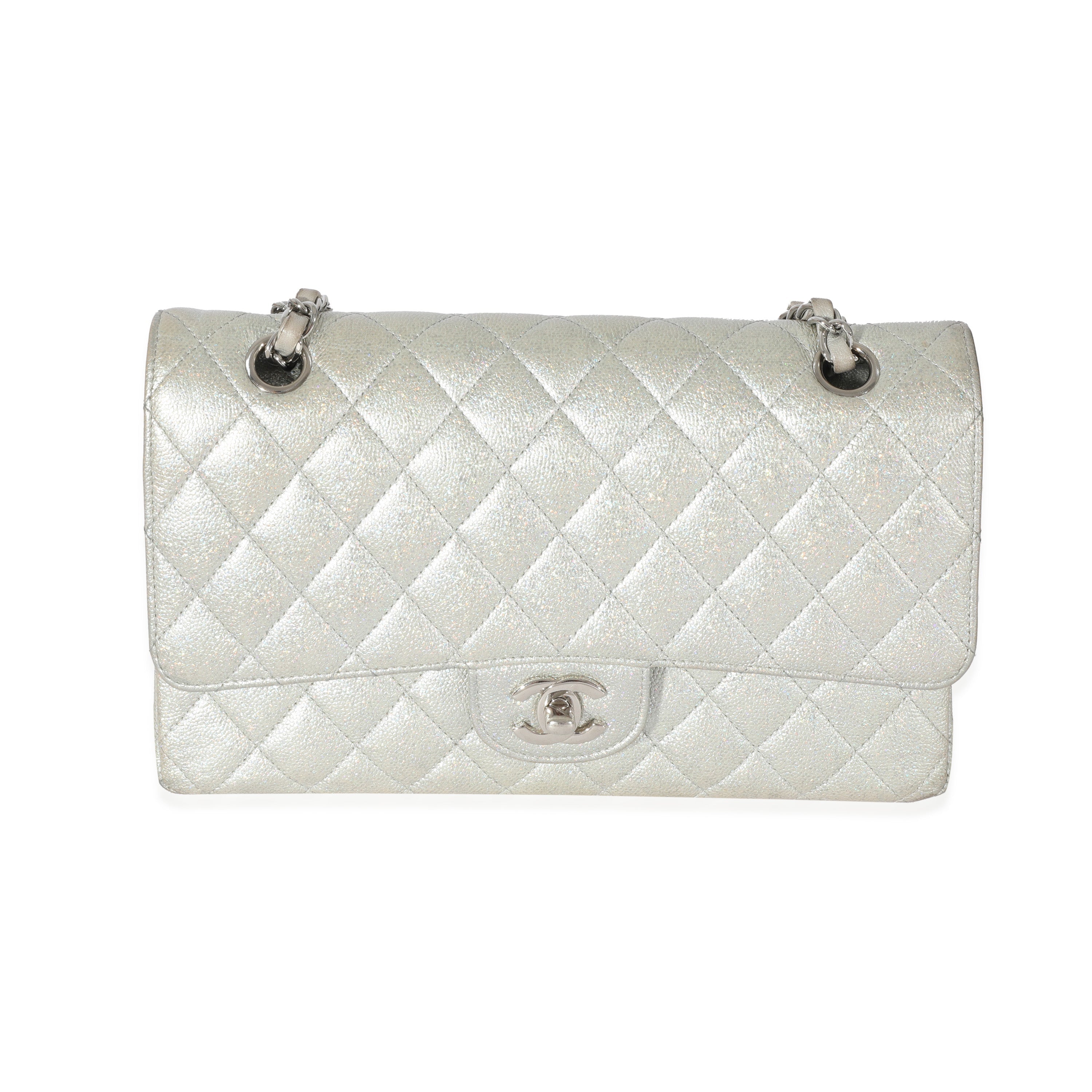 Chanel 21K Glitter Caviar Medium Classic Double Flap Handbag Handbag fv