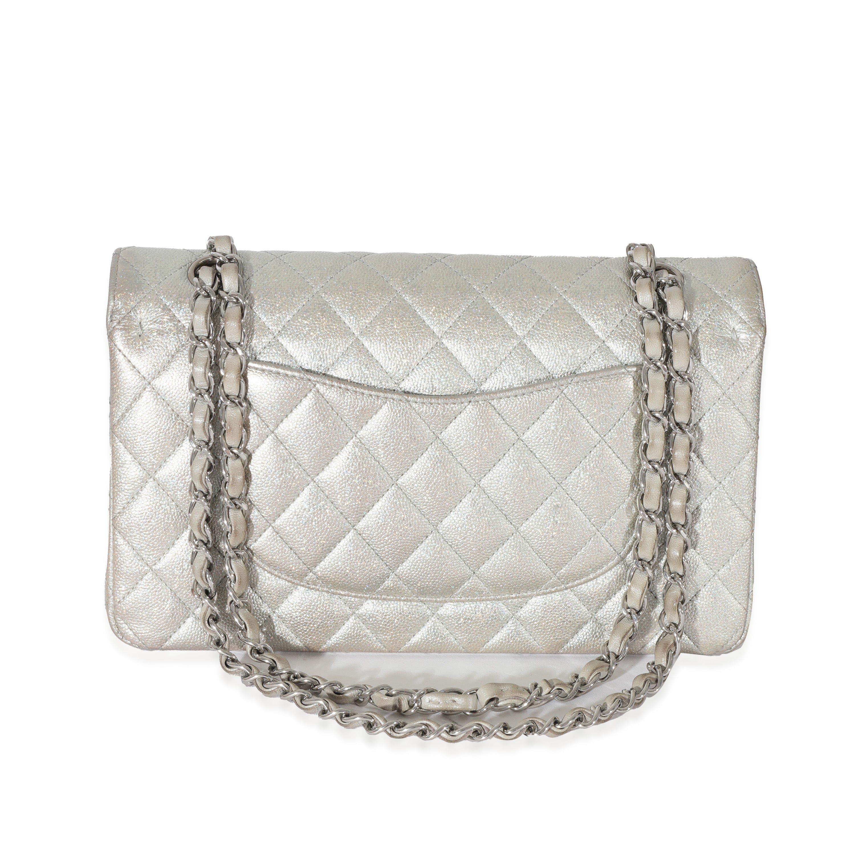 Chanel 21K Glitter Caviar Medium Classic Double Flap Handbag Handbag pv