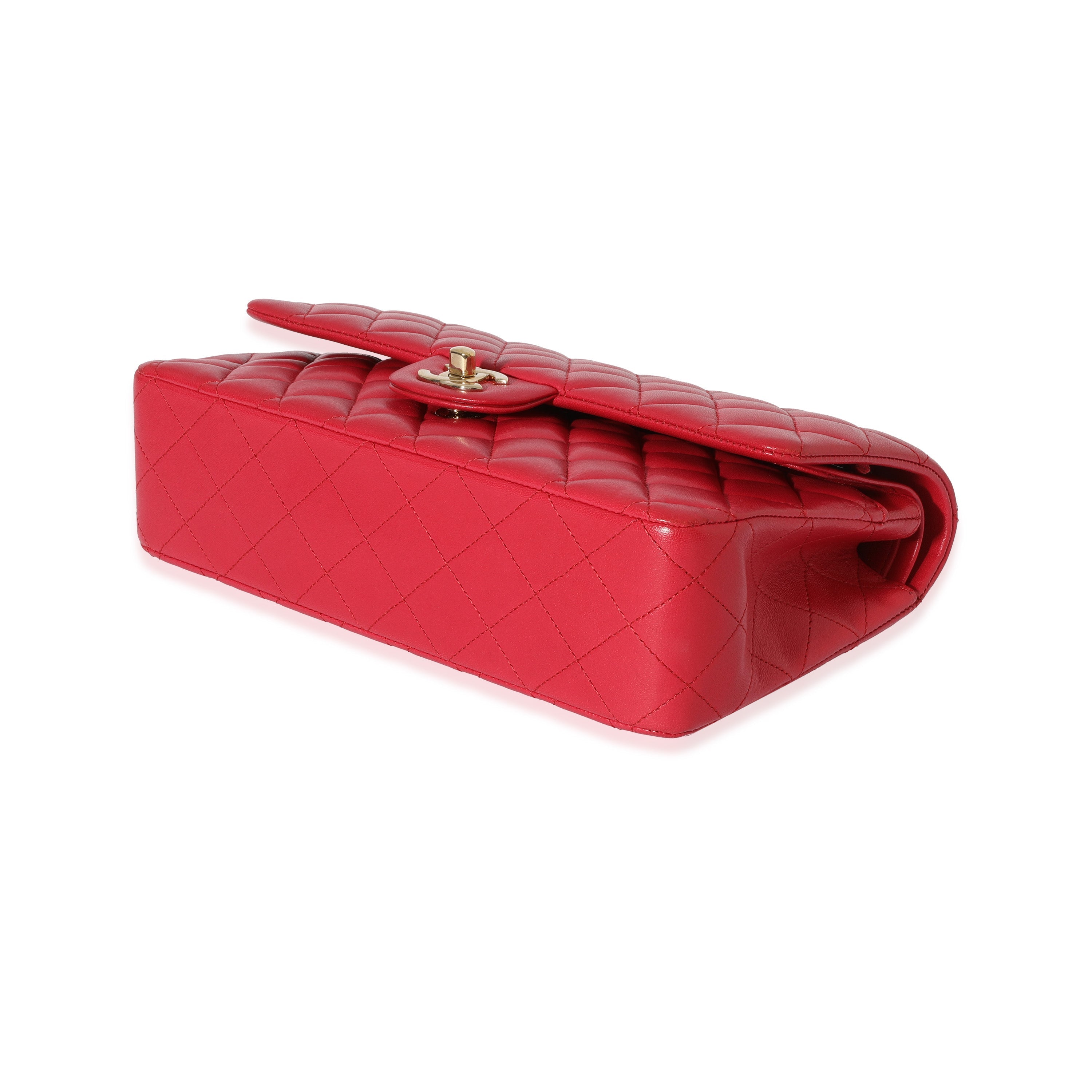 Chanel Dark Pink Quilted Lambskin Medium Classic Double Flap Bag Handbag box