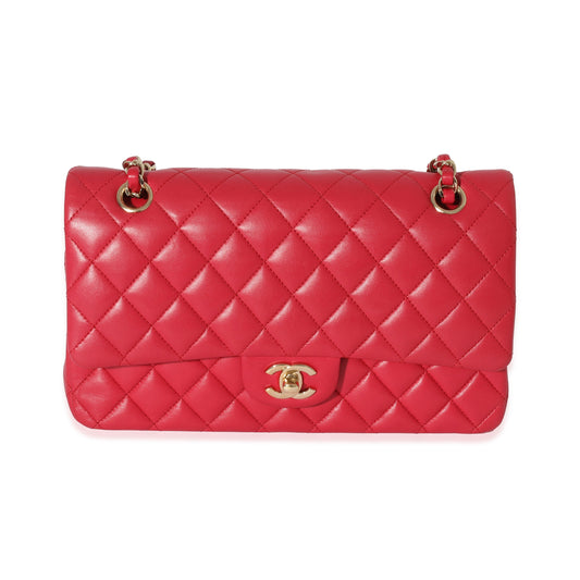 Dark Pink Quilted Lambskin Medium Classic Double Flap Bag