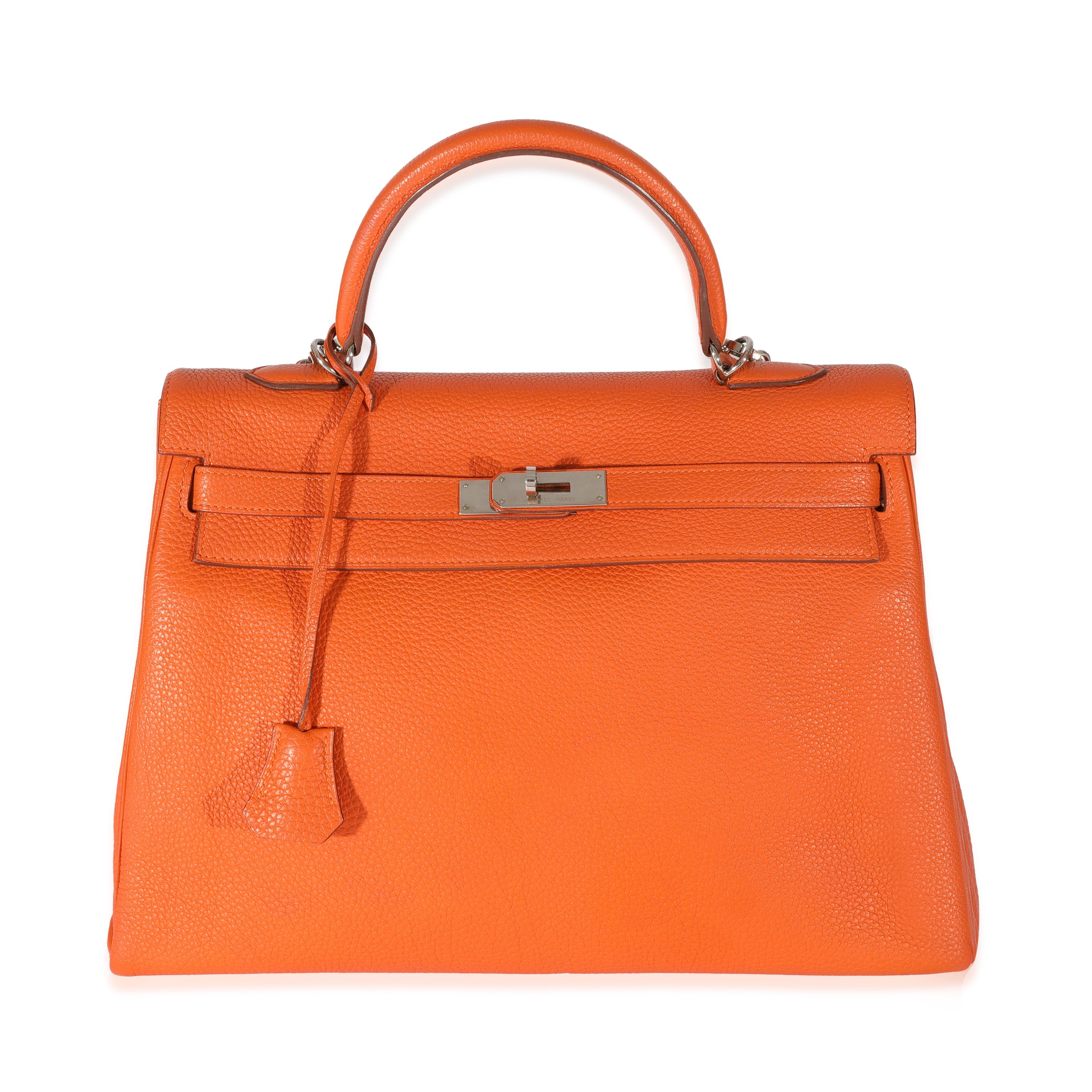 Hermès Feu Togo Retourne Kelly 35 PHW Handbag fv
