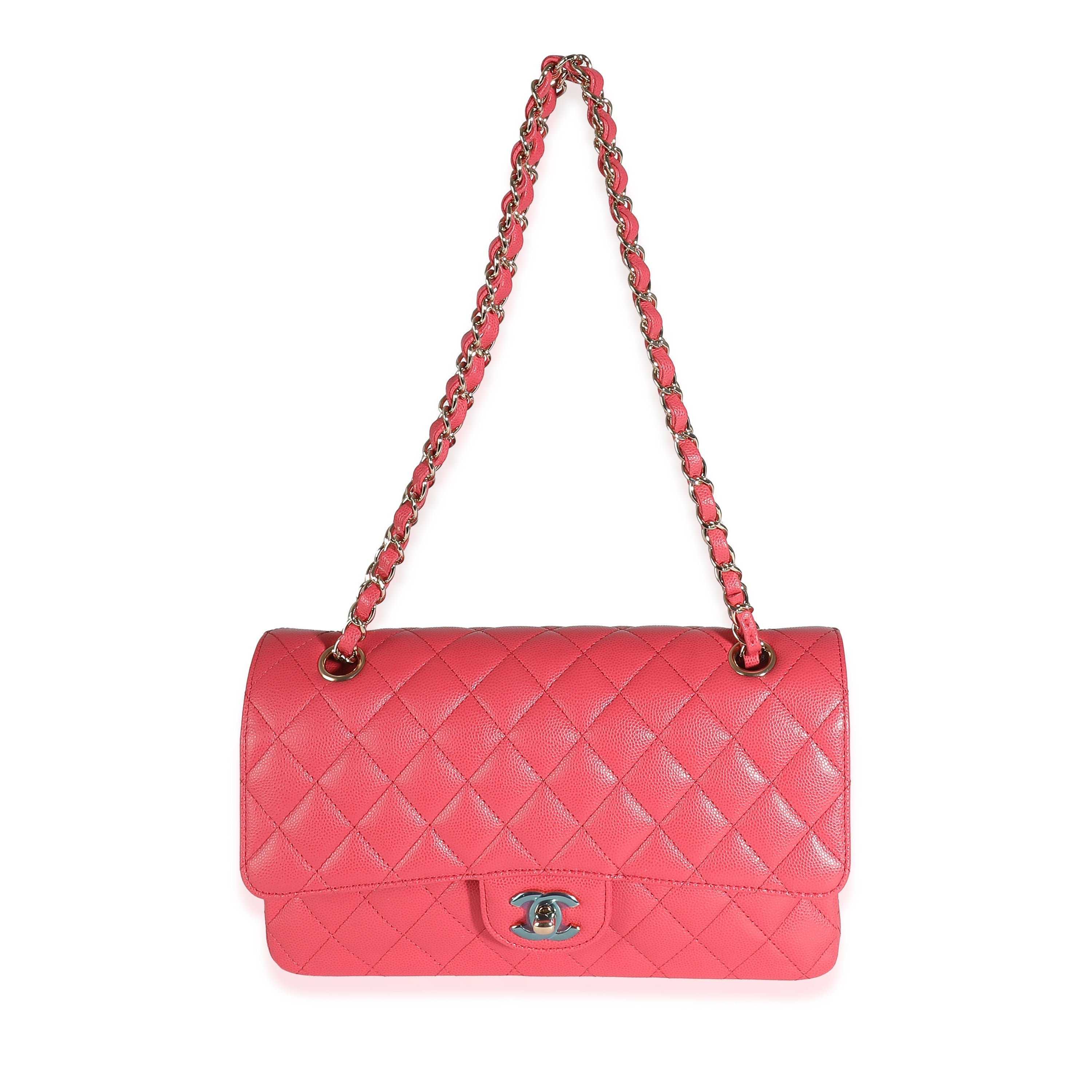Chanel Dark Pink Quilted Caviar Medium Classic Double Flap Bag Handbag av