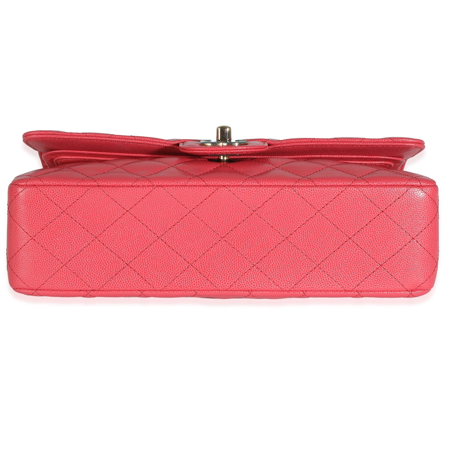 Dark Pink Quilted Caviar Medium Classic Double Flap Handbag