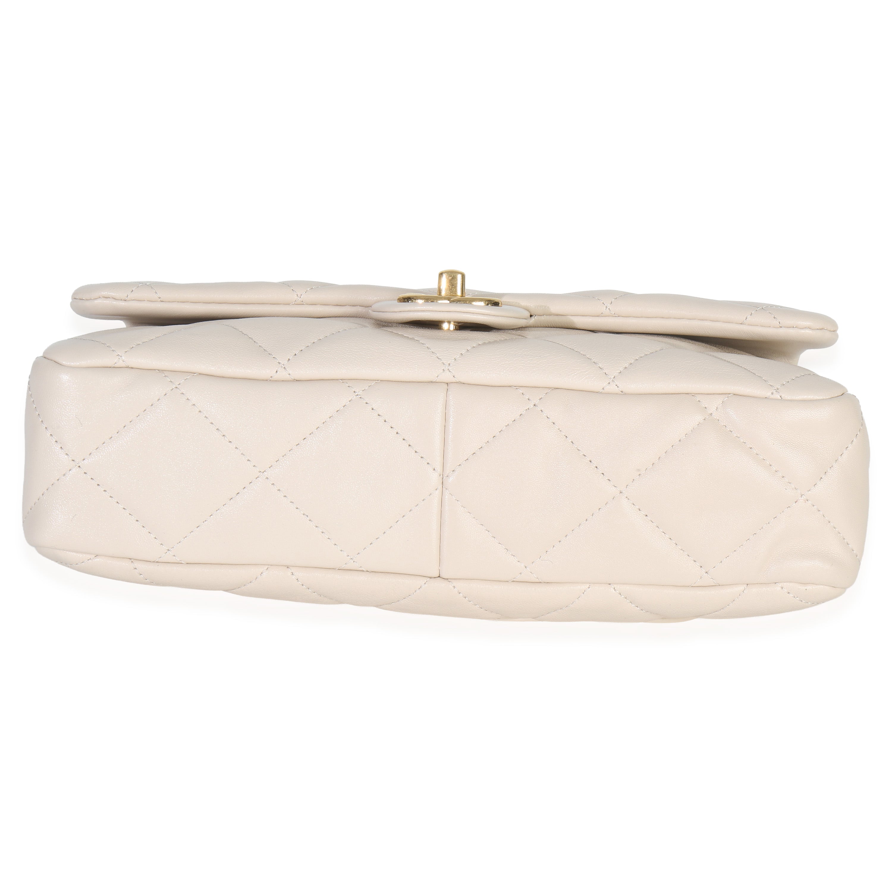 Chanel Beige Quilted Lambskin Large Funky Town Flap Bag Handbag stamp