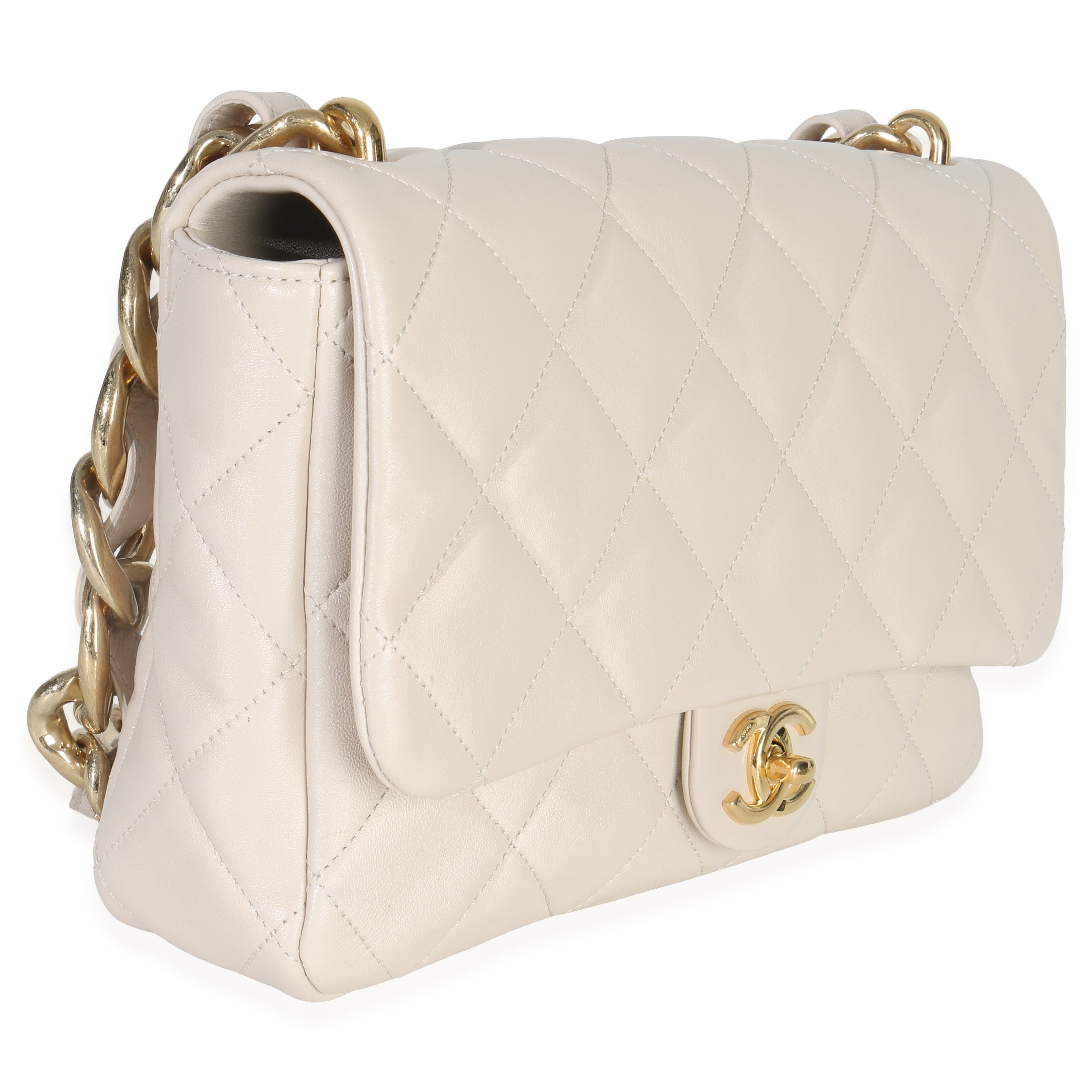 Chanel Beige Quilted Lambskin Large Funky Town Flap Bag Handbag sv