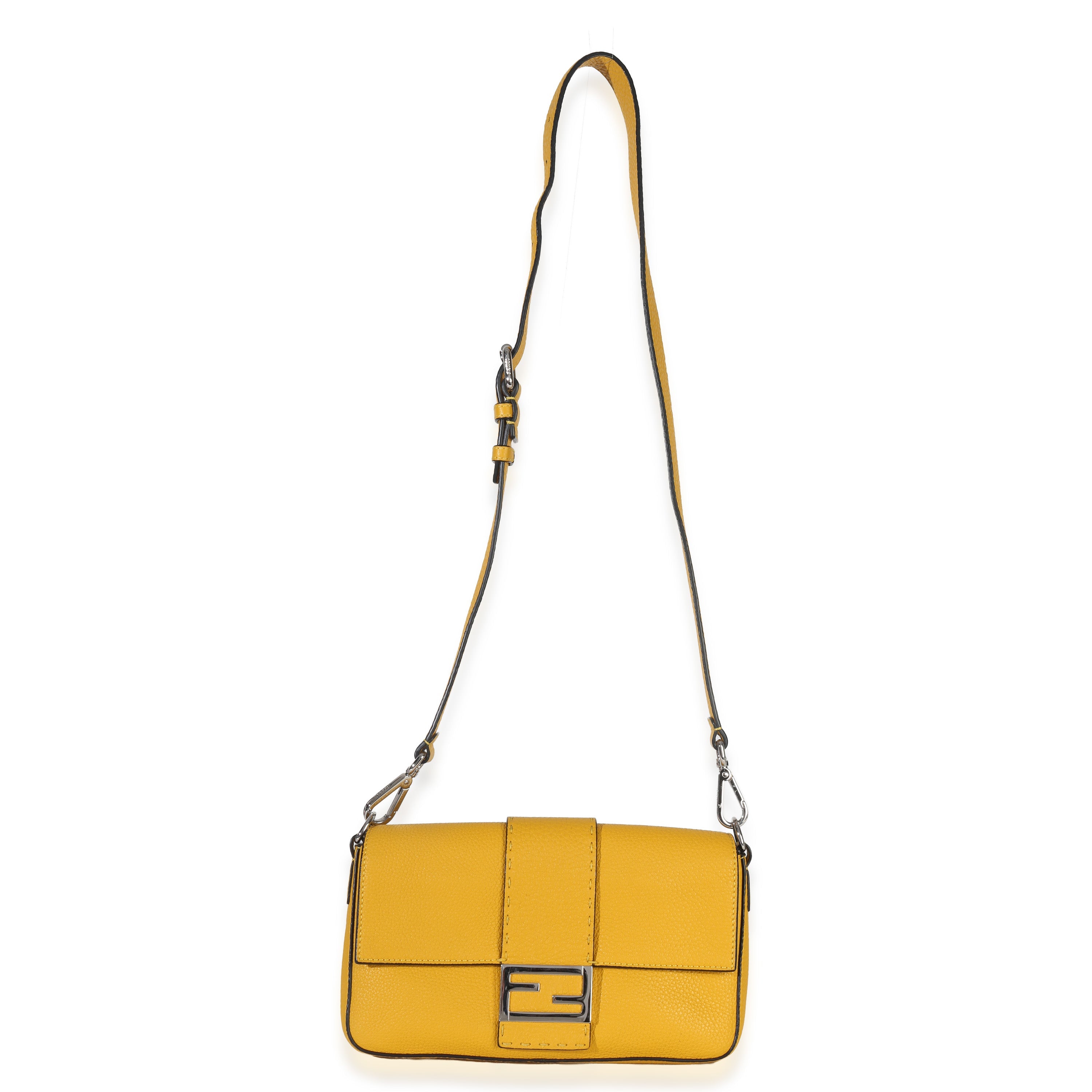 Fendi Yellow Cuoio Romano Selleria Belt Baguette Bag Handbag av