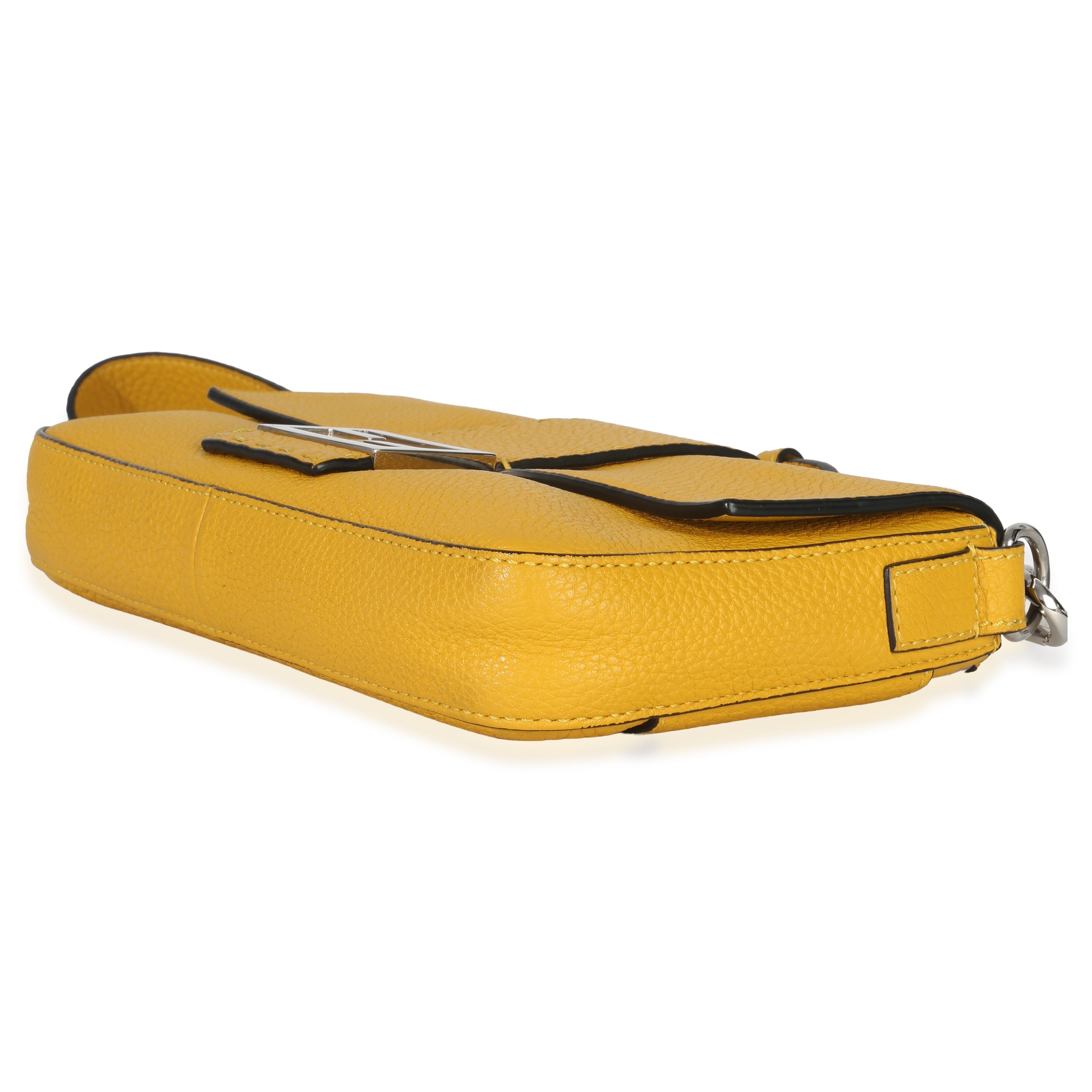 Fendi Yellow Cuoio Romano Selleria Belt Baguette Bag Handbag box