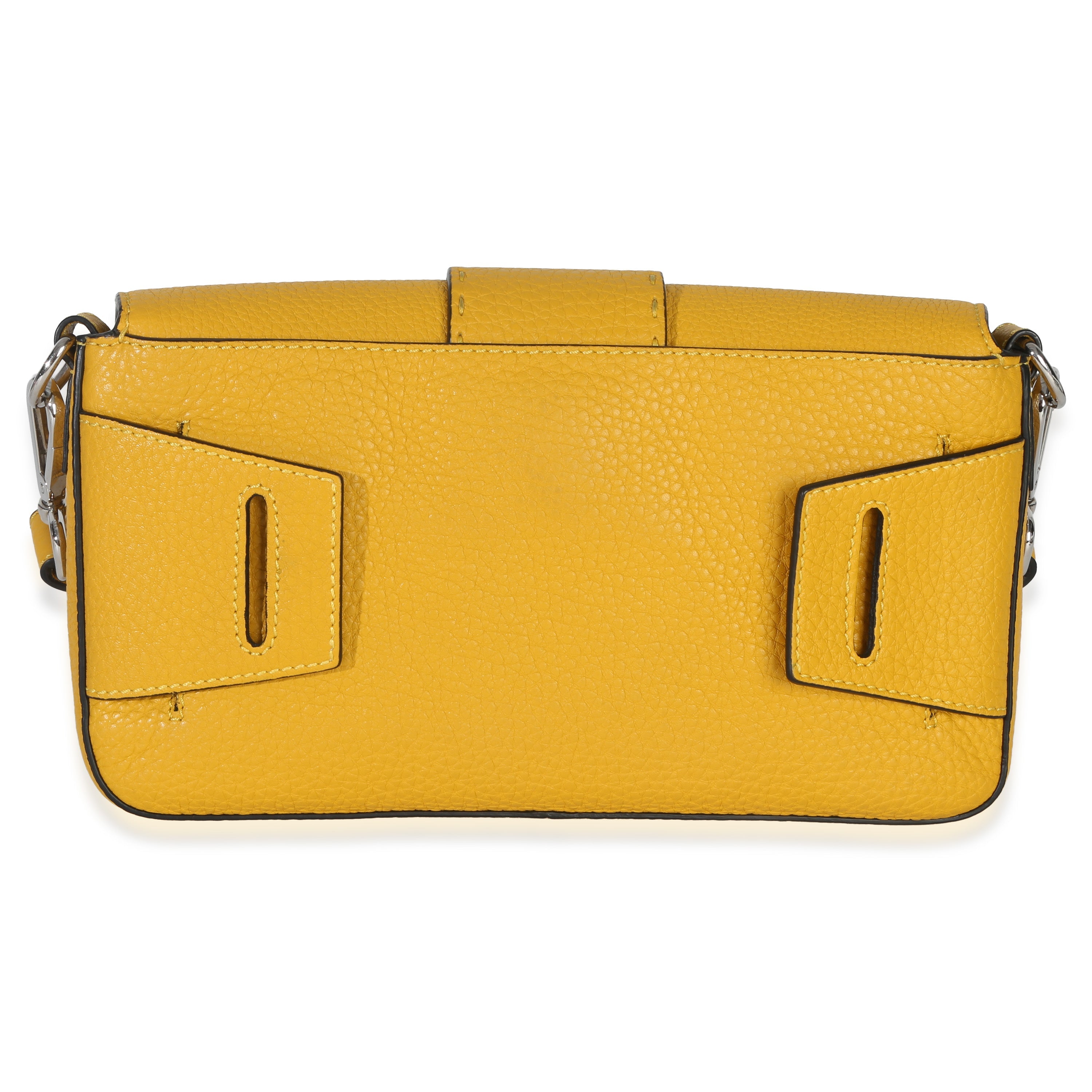 Fendi Yellow Cuoio Romano Selleria Belt Baguette Bag Handbag bv