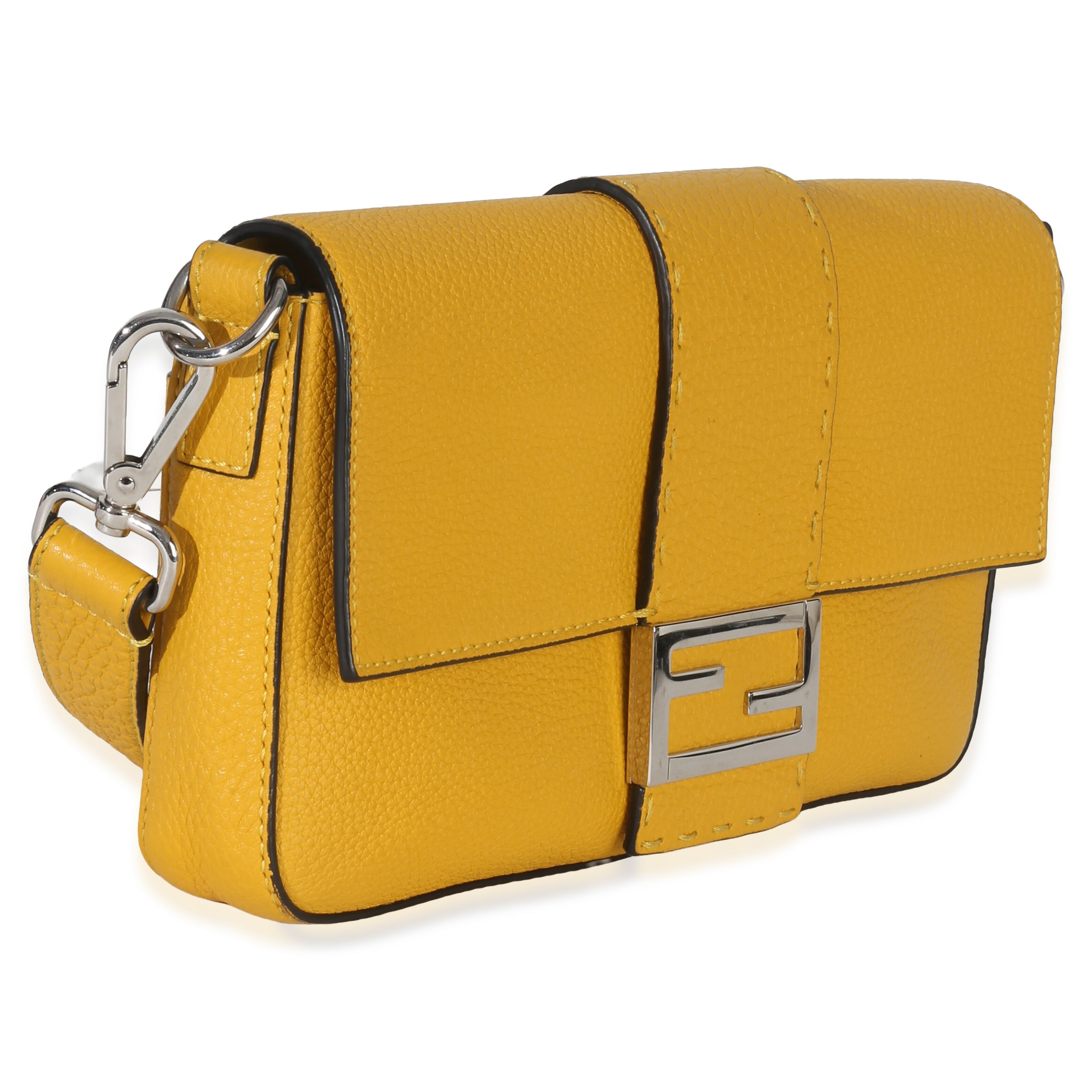 Fendi Yellow Cuoio Romano Selleria Belt Baguette Bag Handbag pv