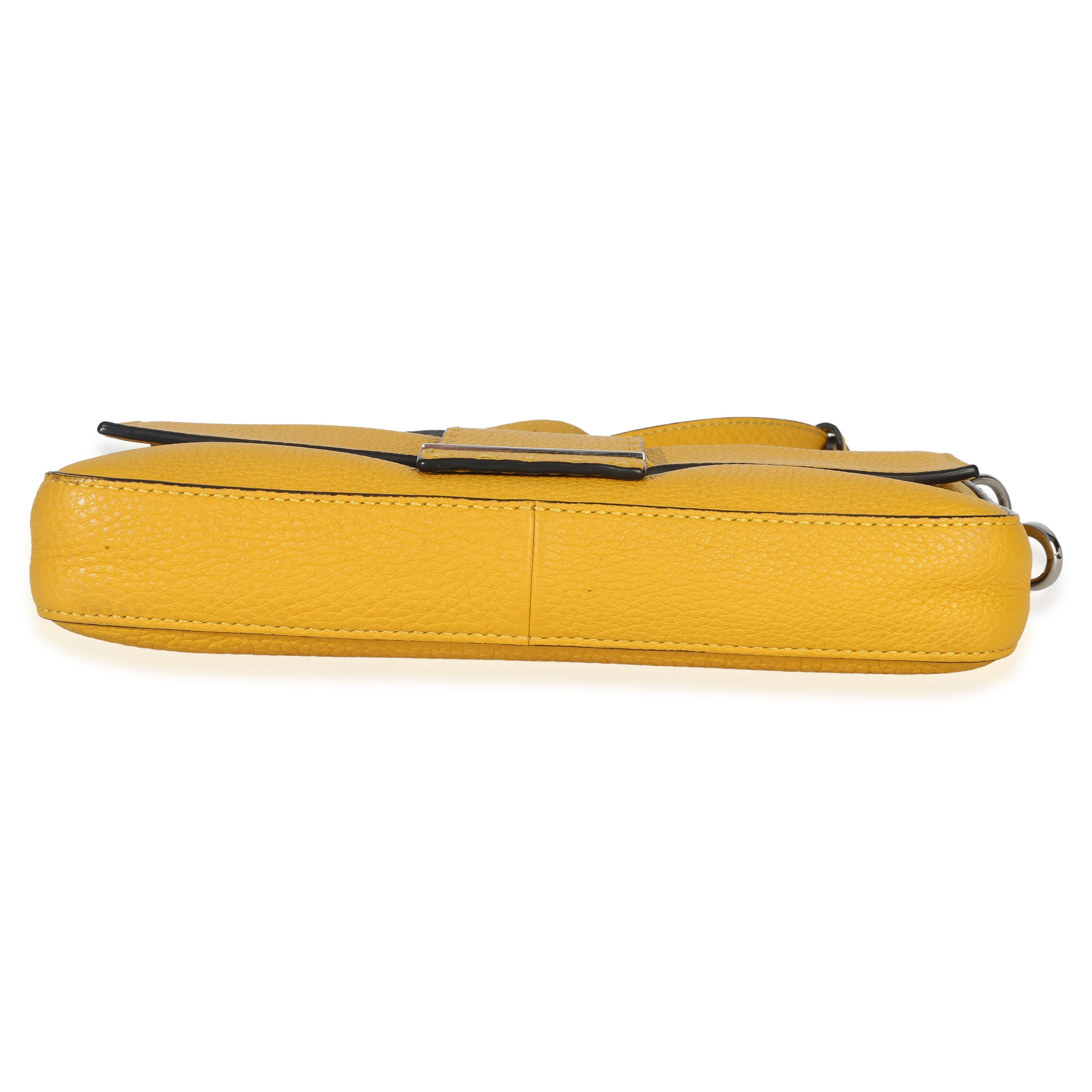 Fendi Yellow Cuoio Romano Selleria Belt Baguette Bag Handbag stamp