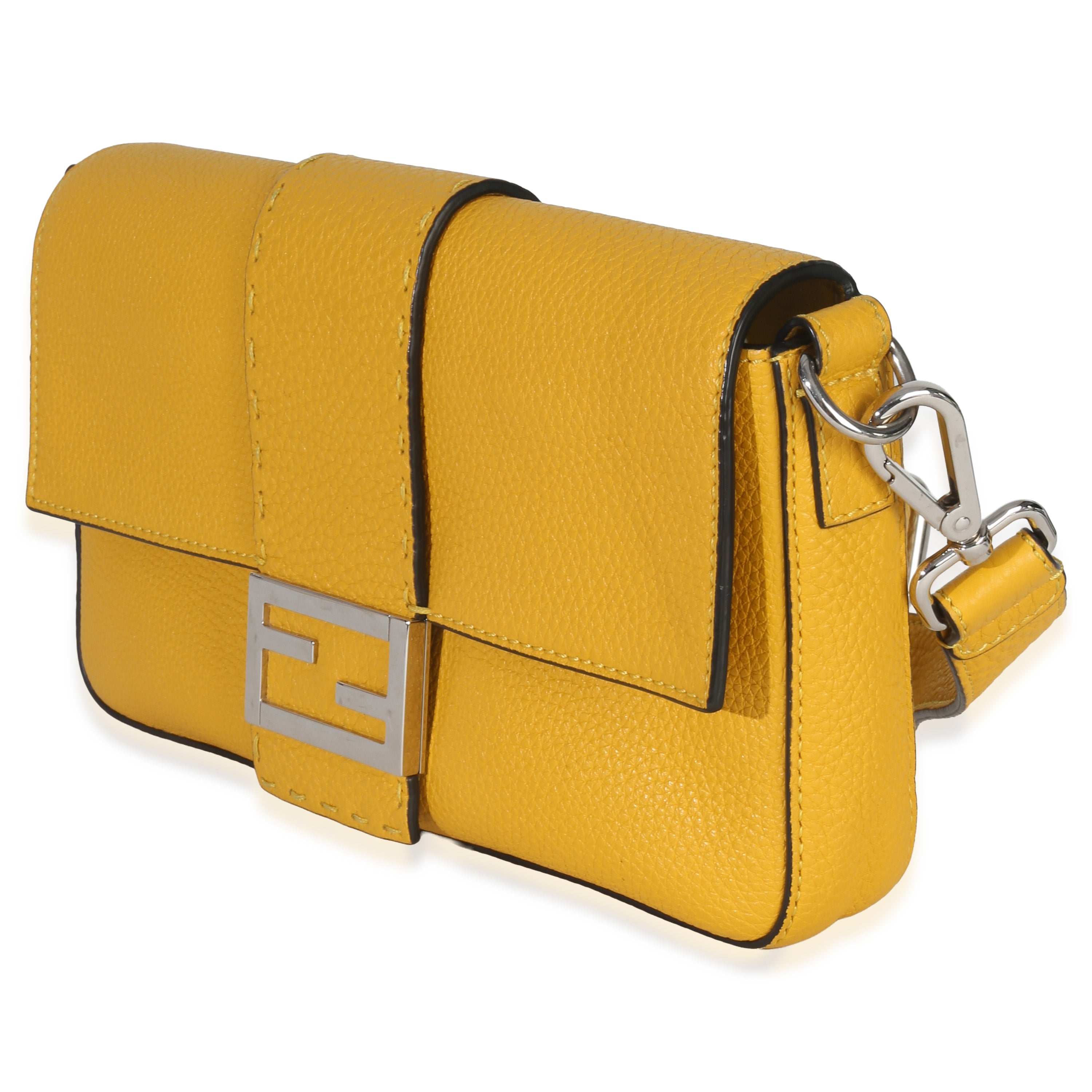 Fendi Yellow Cuoio Romano Selleria Belt Baguette Bag Handbag sv