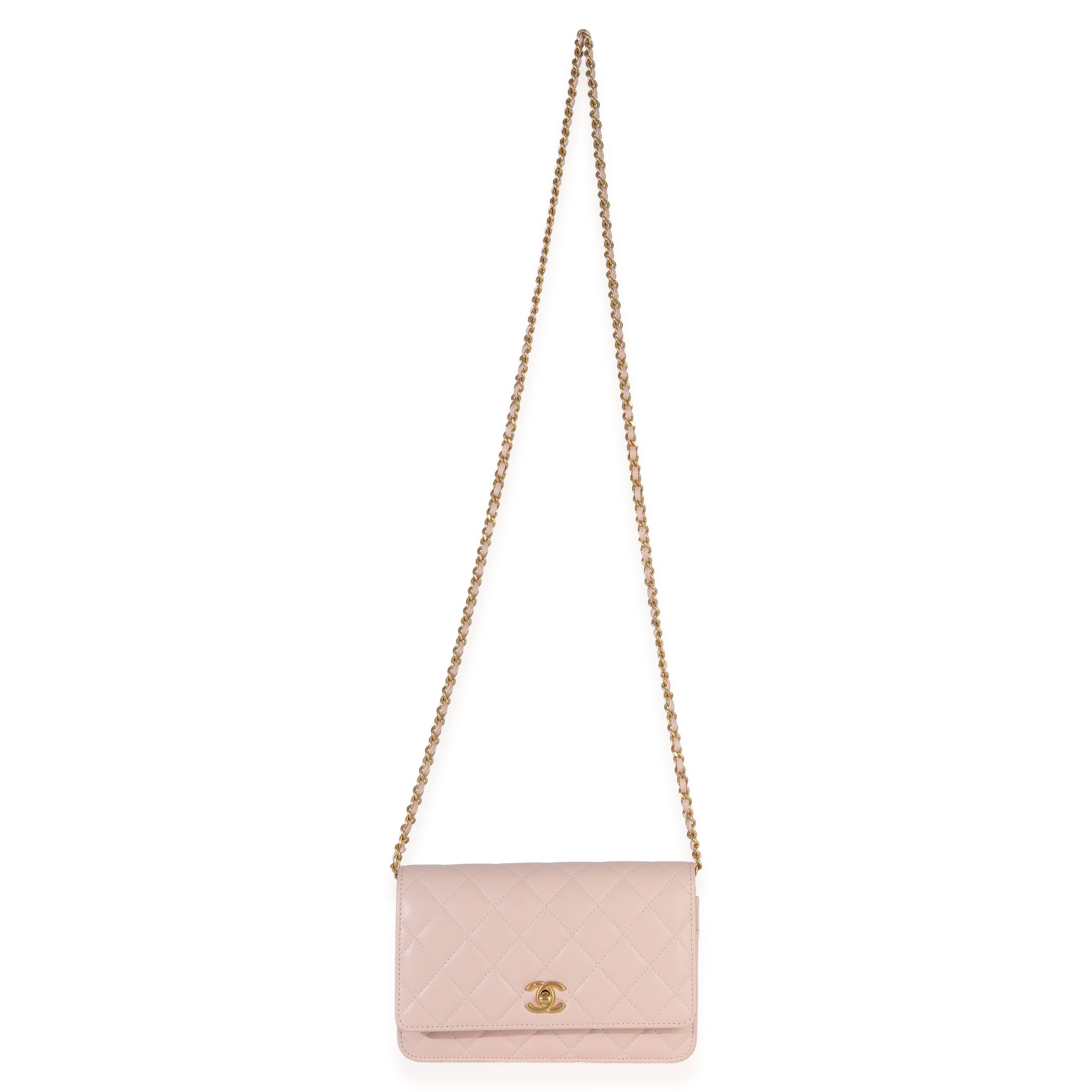 Chanel Pink Quilted Lambskin CC Pearl Crush Wallet On Chain Handbag av