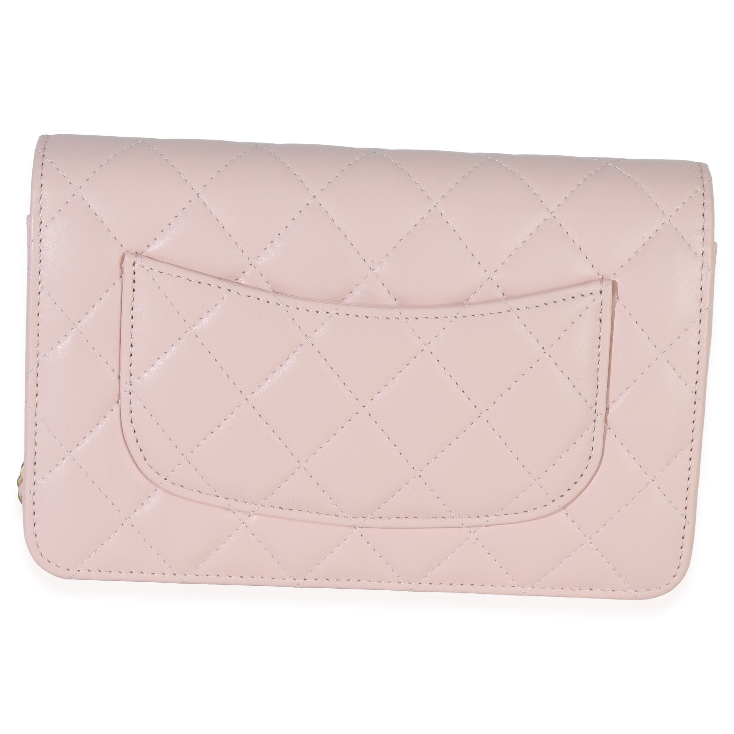 Chanel Pink Quilted Lambskin CC Pearl Crush Wallet On Chain Handbag bv