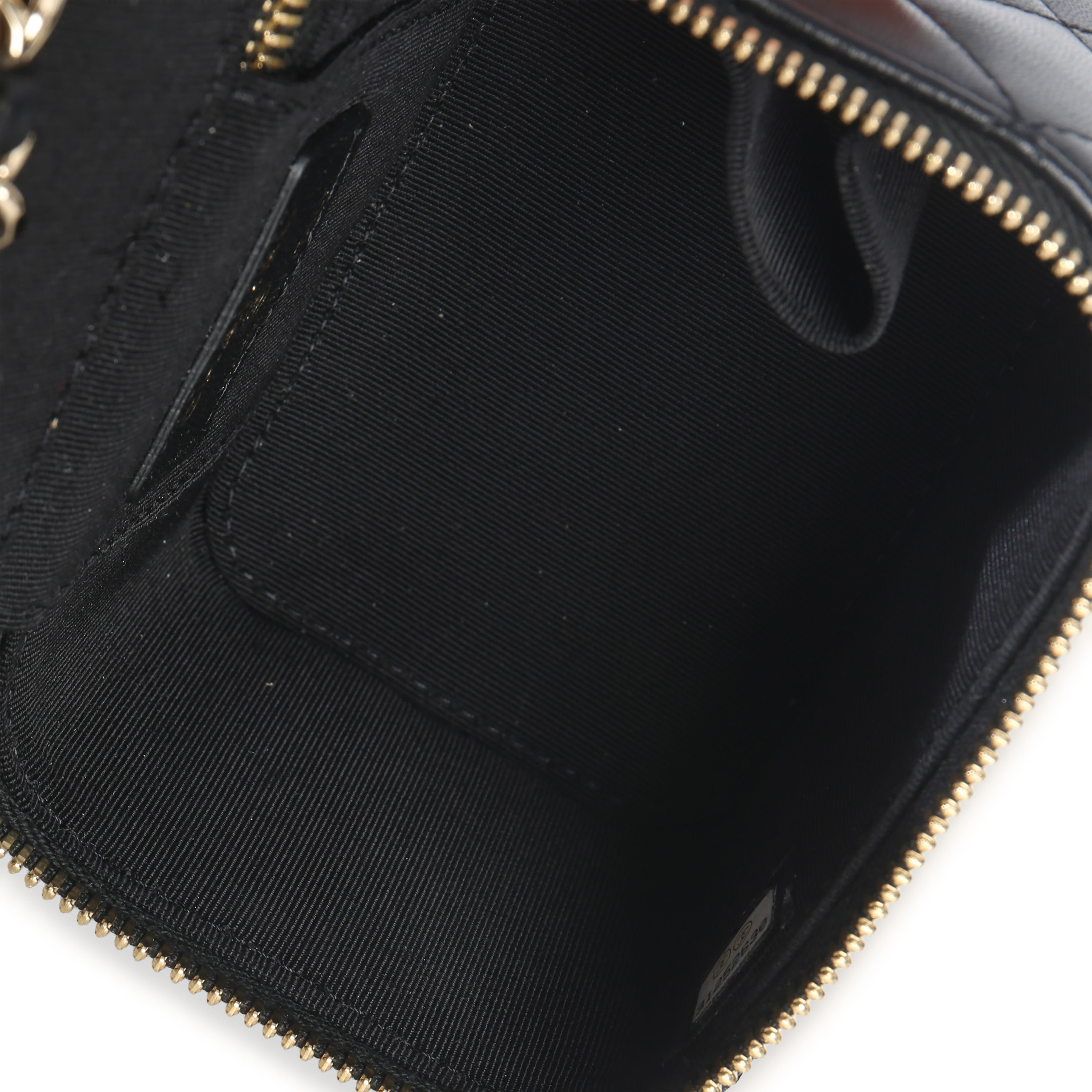 Chanel Black Quilted Lambskin Camellia Bow Chain Mini Vanity Case Handbag ad1