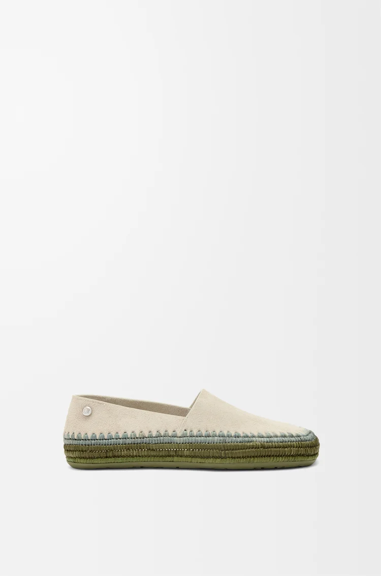 Rio slipper in suede and raffia