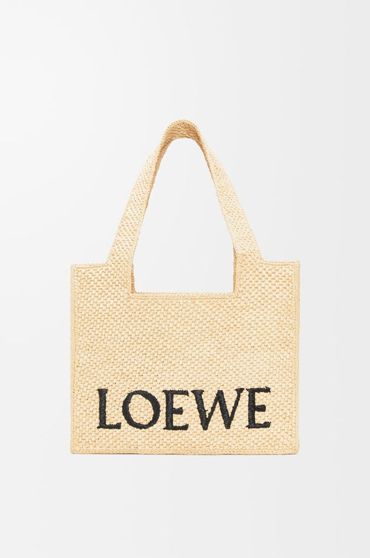 Medium Font tote in raffia