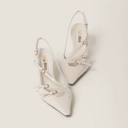 Patent Leather Slingbacks With Buckles