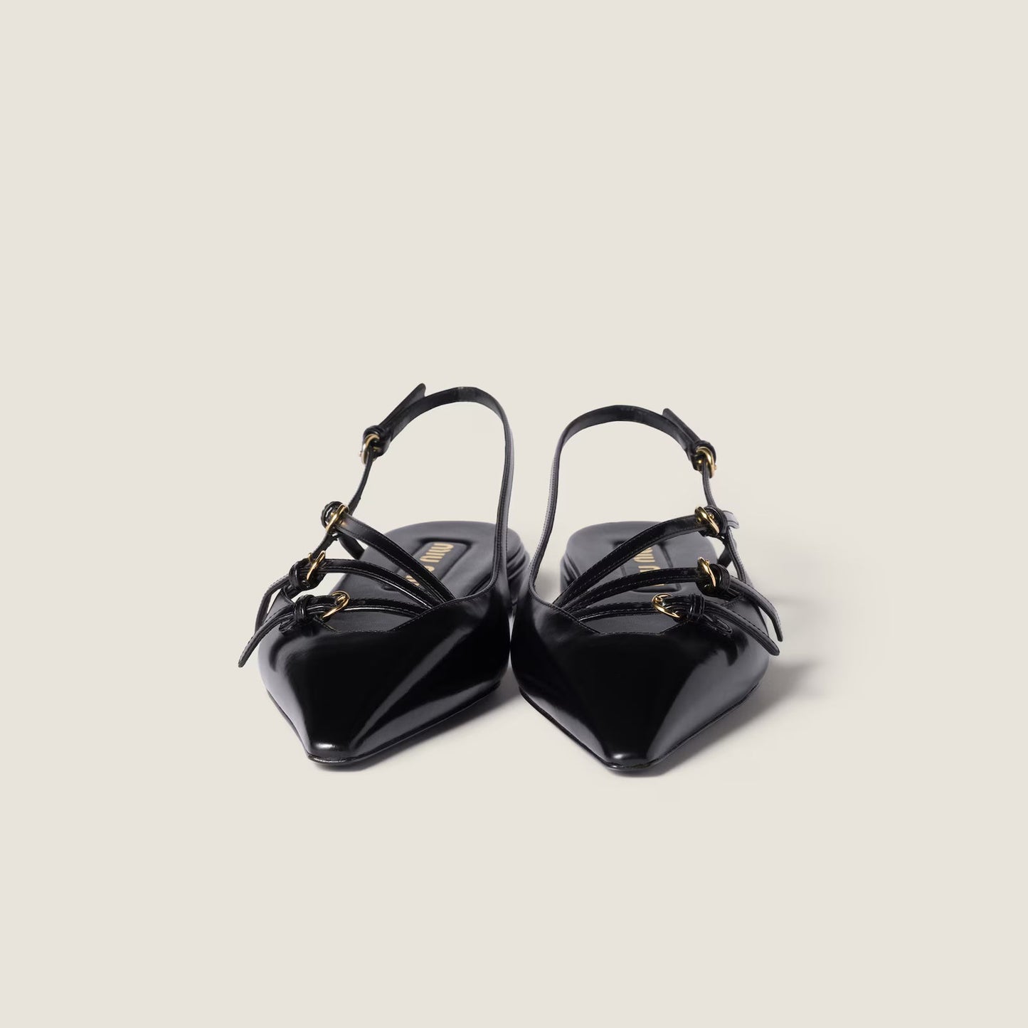 Leather Slingback Ballerinas With Buckles