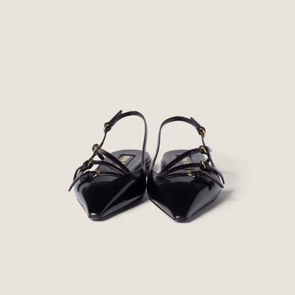 Leather Slingback Ballerinas With Buckles