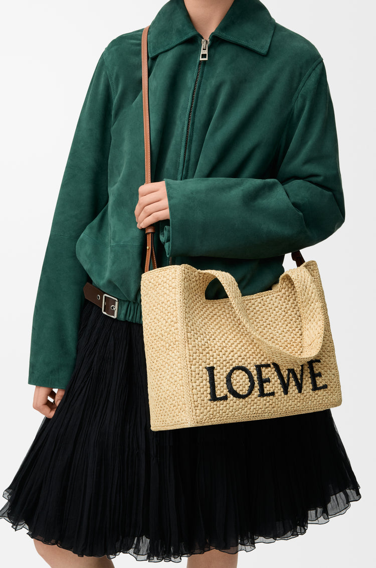 Bolso tote mediano Font en rafia 