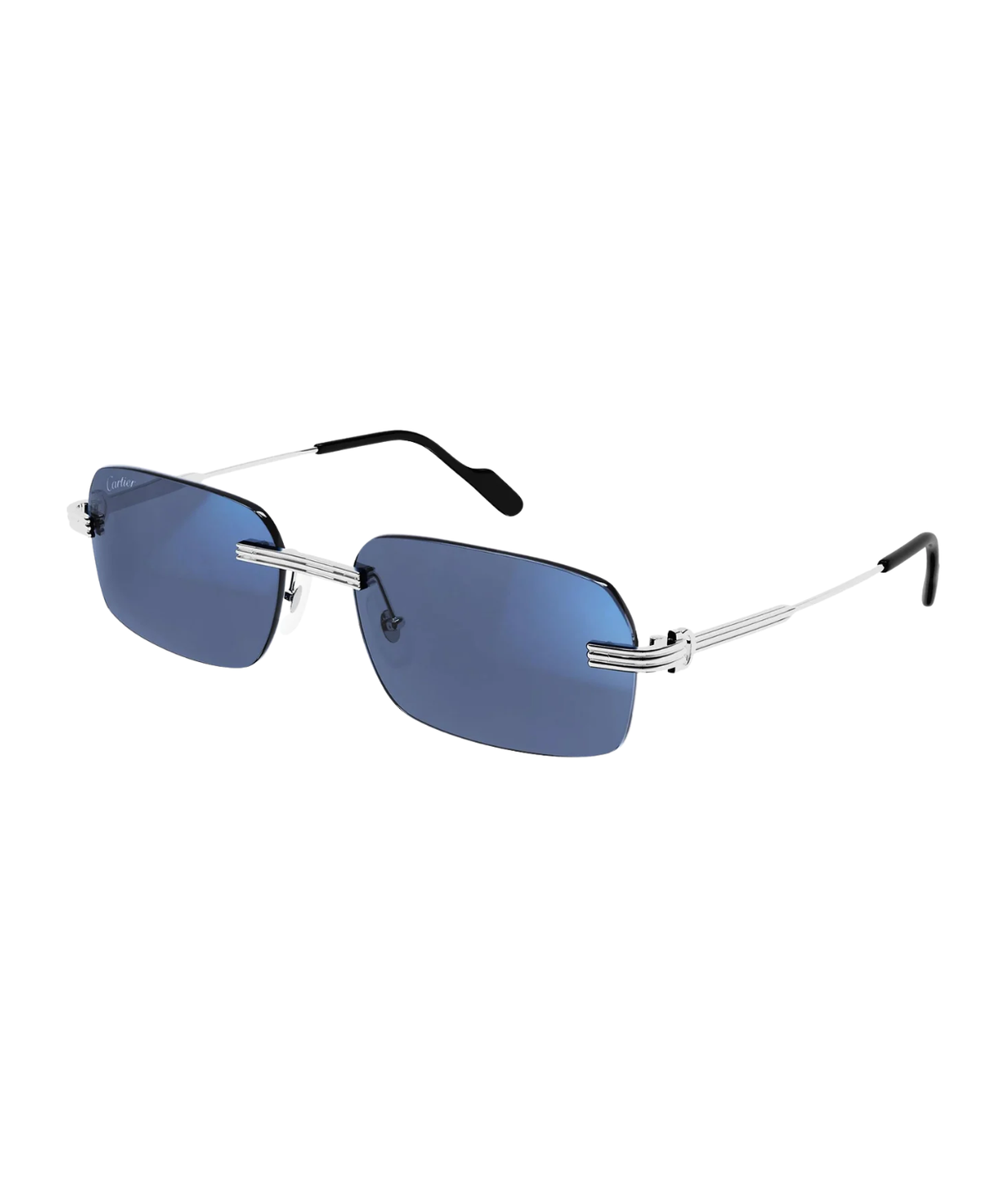 Cartier C de Cartier CT0271S rimless rectangle sunglasses in Blue-Beyond Blue, side view