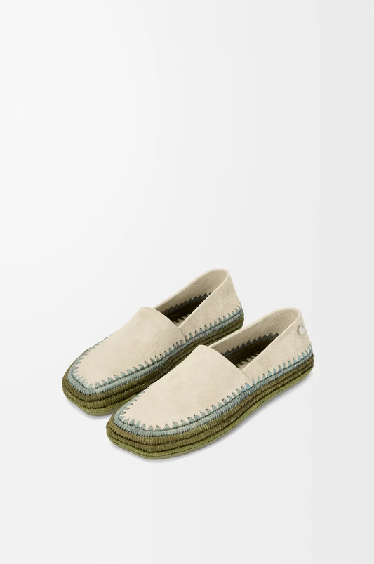 Rio slipper in suede and raffia