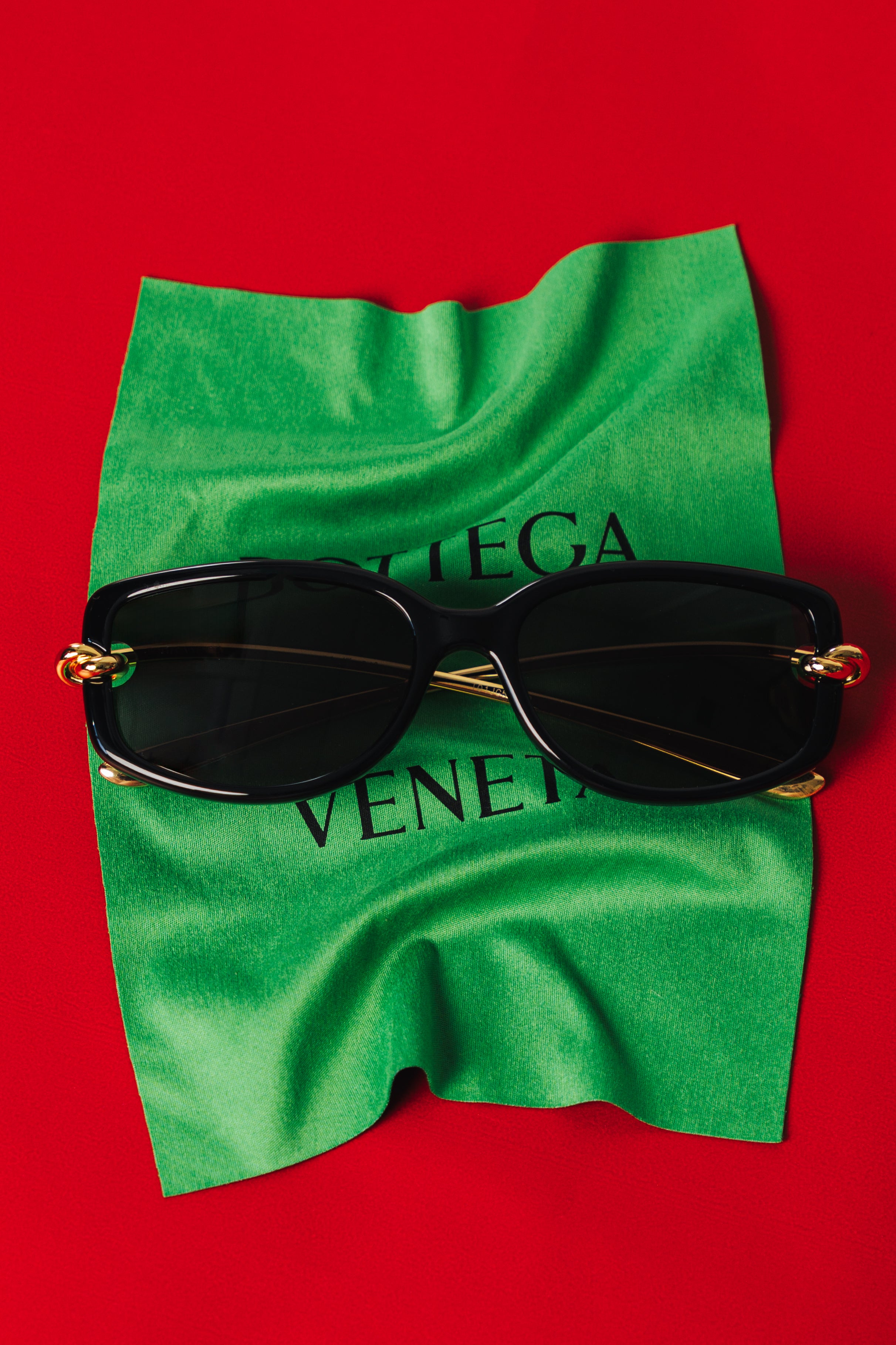 Bottega Veneta BV1440S Knot Rectangular Sunglasses