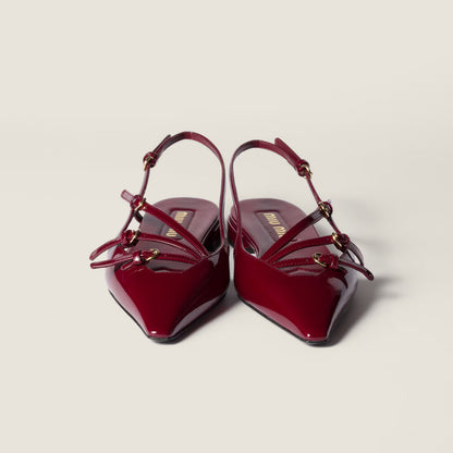 Leather Slingback Ballerinas With Buckles