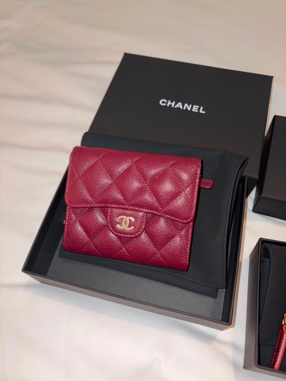 Chanel Classic Flap Wallet Dark Burgundy Unique