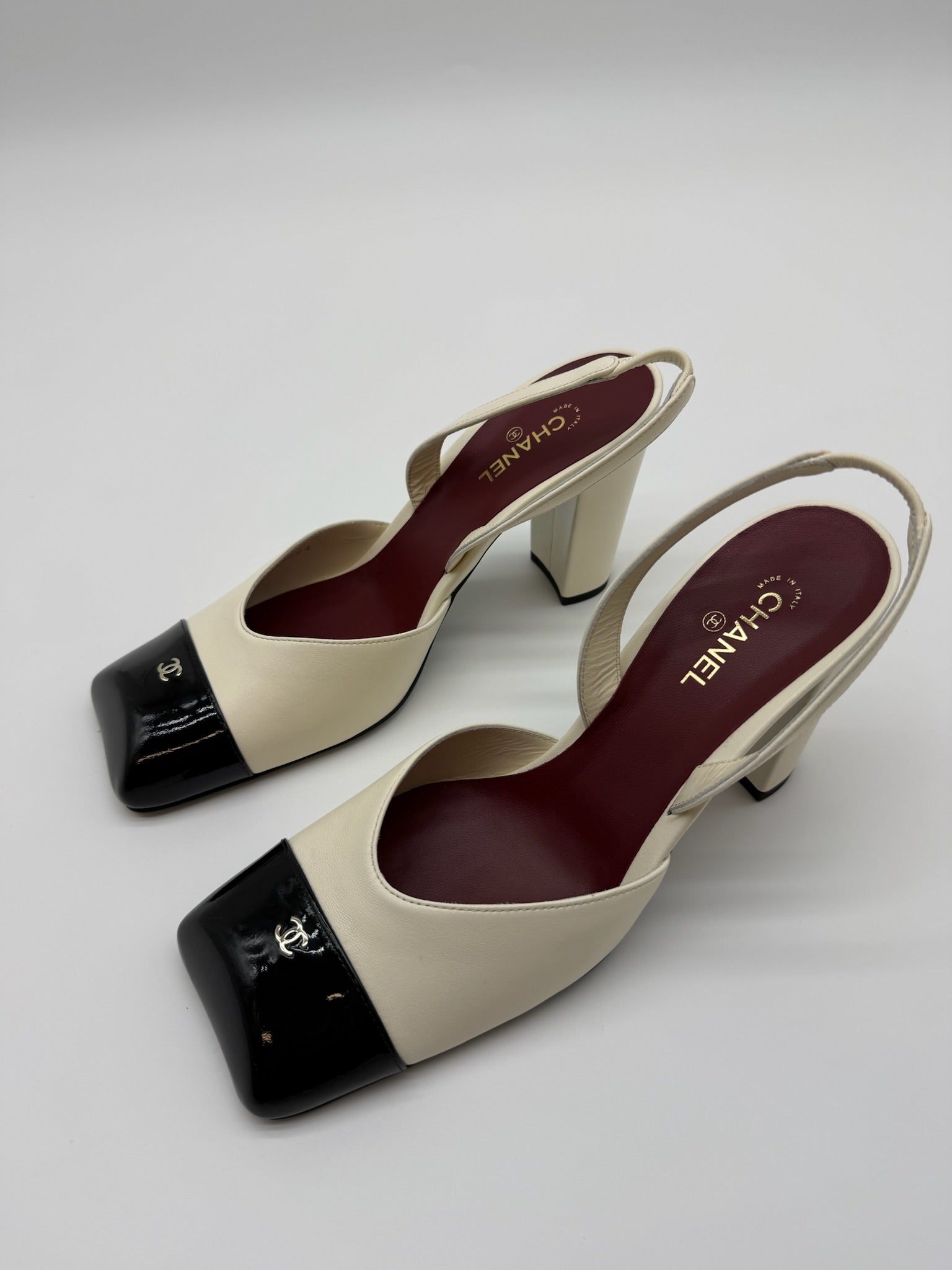 Chanel Slingback Shoes White and Black