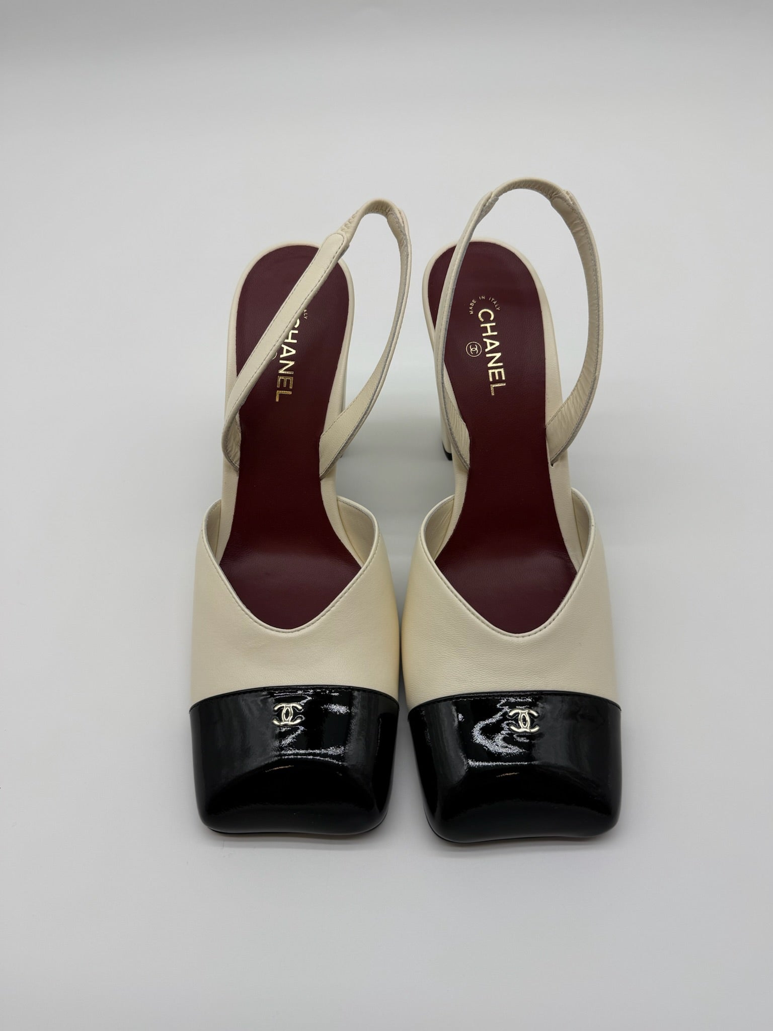 Chanel Slingback Shoes White and Black