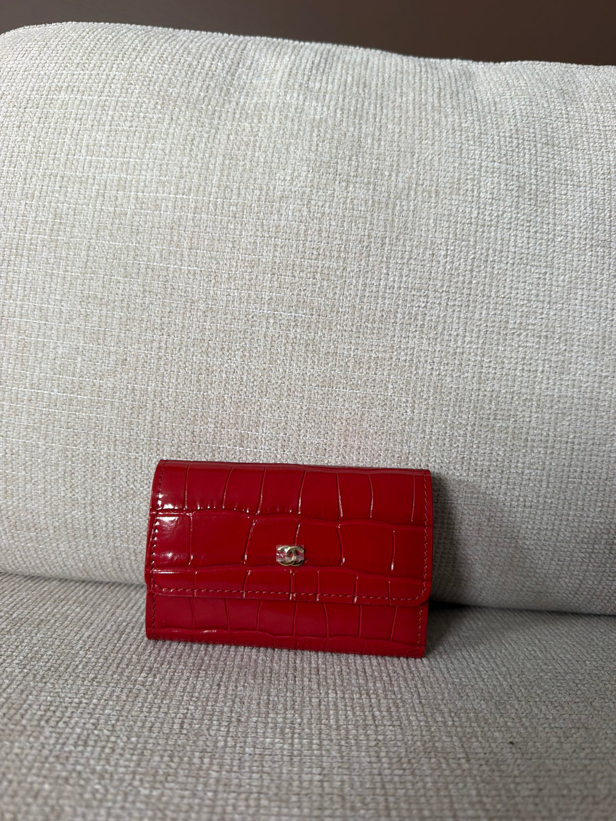 Chanel Flap Card Holder Dark Red