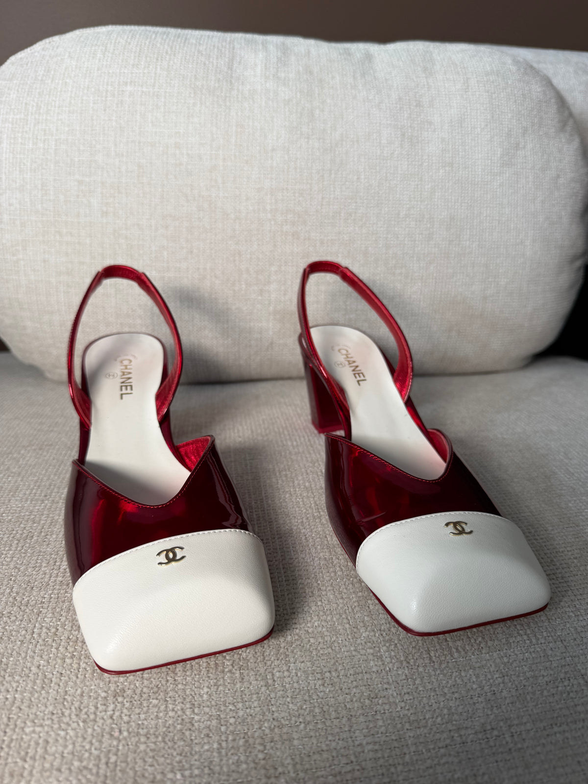 Chanel Slingback Red / Ivory