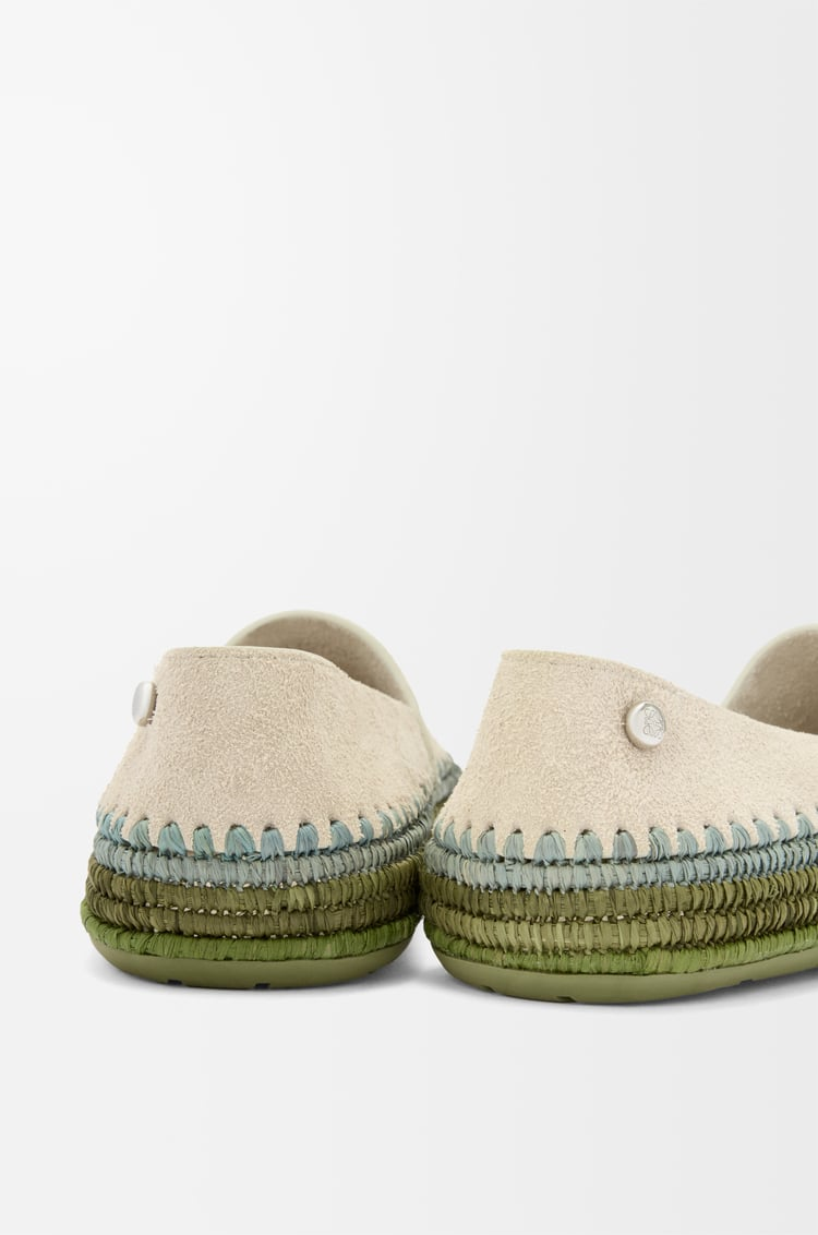Rio slipper in suede and raffia