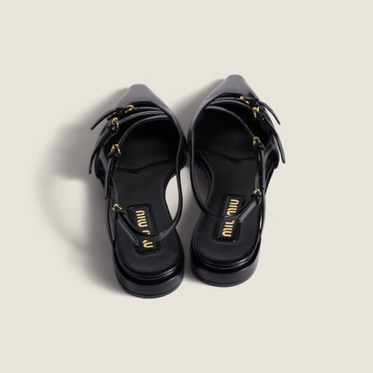 Leather Slingback Ballerinas With Buckles