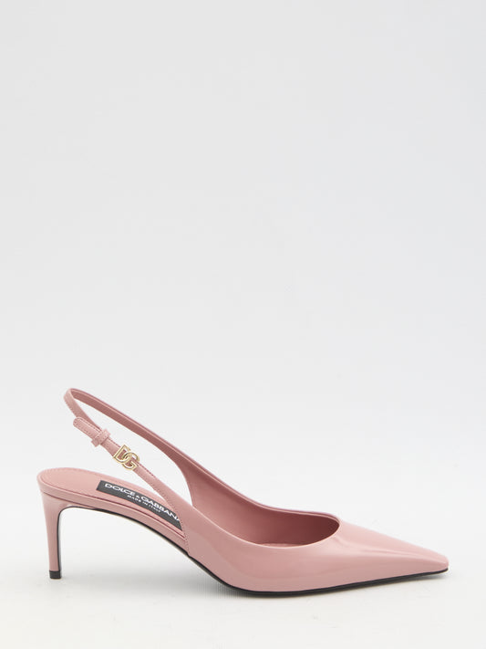 Pointed-toe slingback pumps